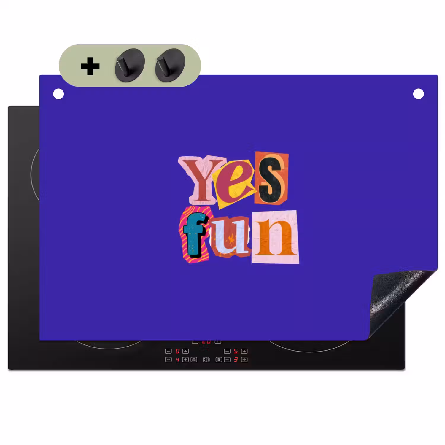 Yes fun - Kleurrijk - Collage-stijl Inductie beschemer met haakjes klein -3d
