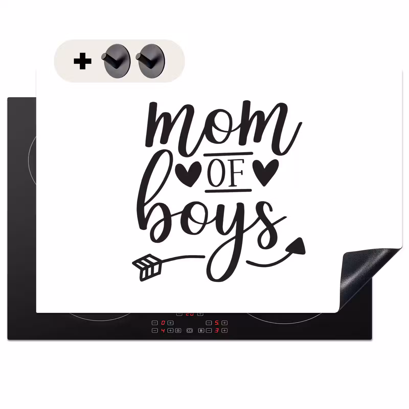 2-in-1 Herdabdeckplatte & Spritzschutz - Jungen - Muttertag - Zitate - Jongens - Moederdag - Quotes Inductie beschemer met haakjes klein