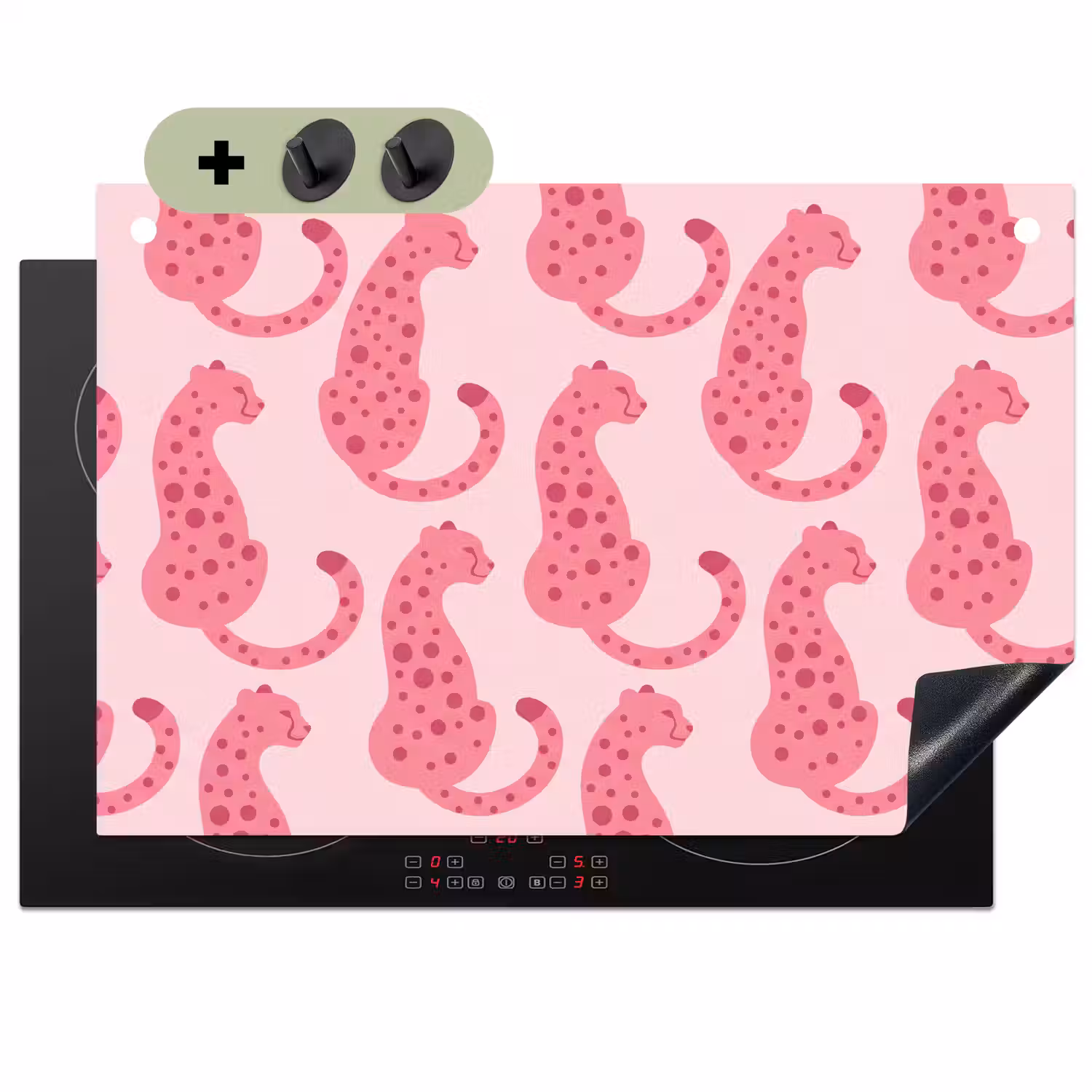 Kat - Gevlekt - Dieren - Patroon - Roze Inductie beschemer met haakjes klein -3d