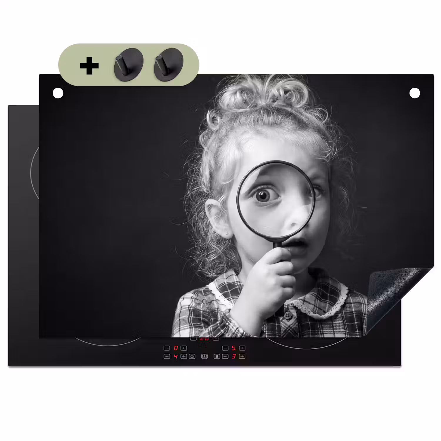 Kind - Vergrootglas - Portret - Zwart-wit Inductie beschemer met haakjes klein -3d