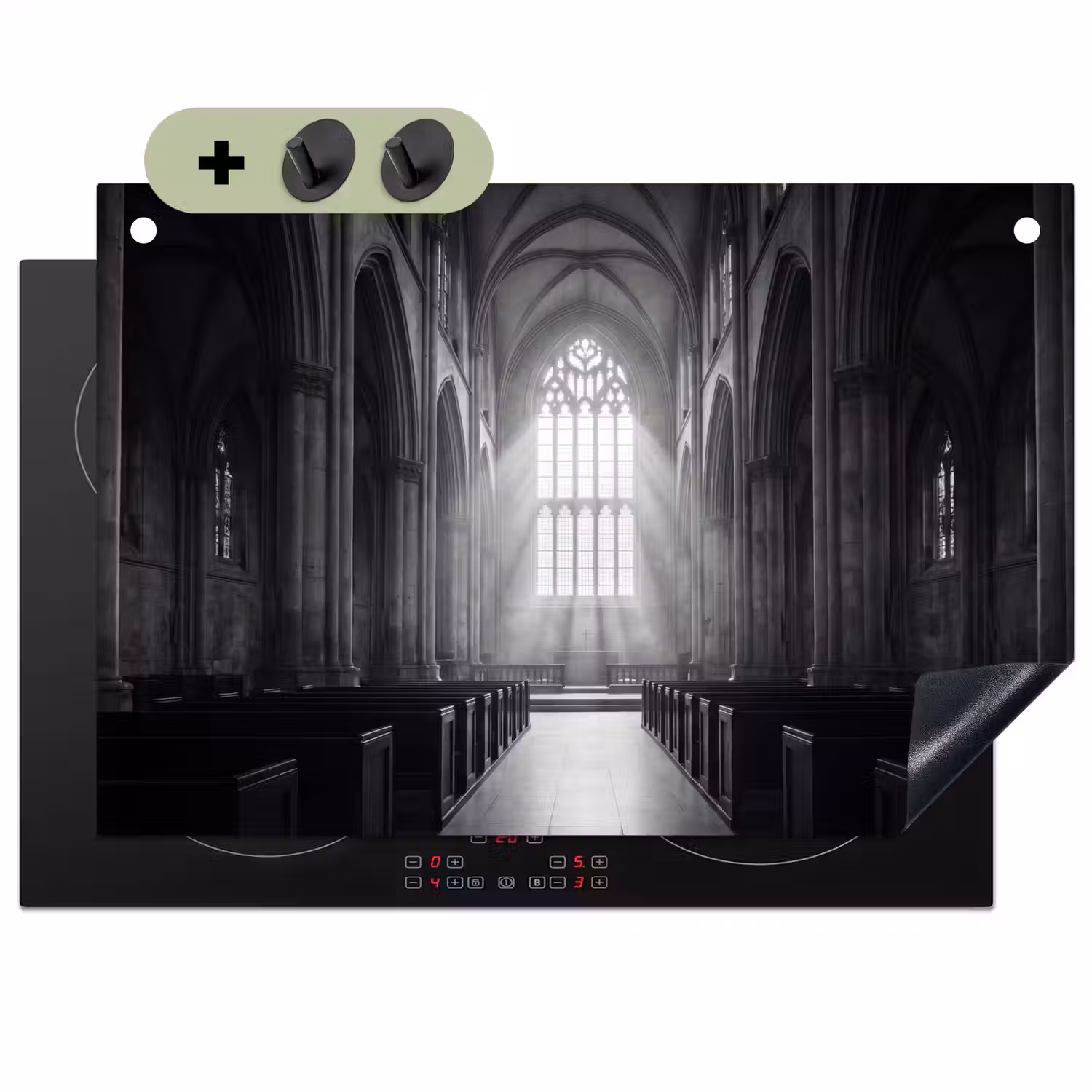 Kerk - Interieur - Lichtstralen - Architectuur - Klassiek Inductie beschemer met haakjes klein -3d