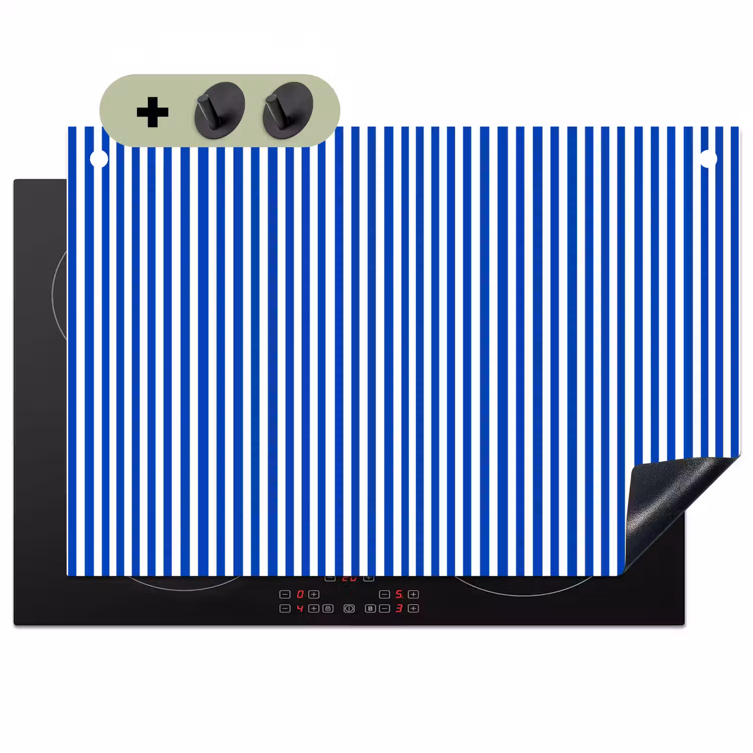 Klassiek - Strepen - Blauw Inductie beschemer met haakjes klein 777 -3d