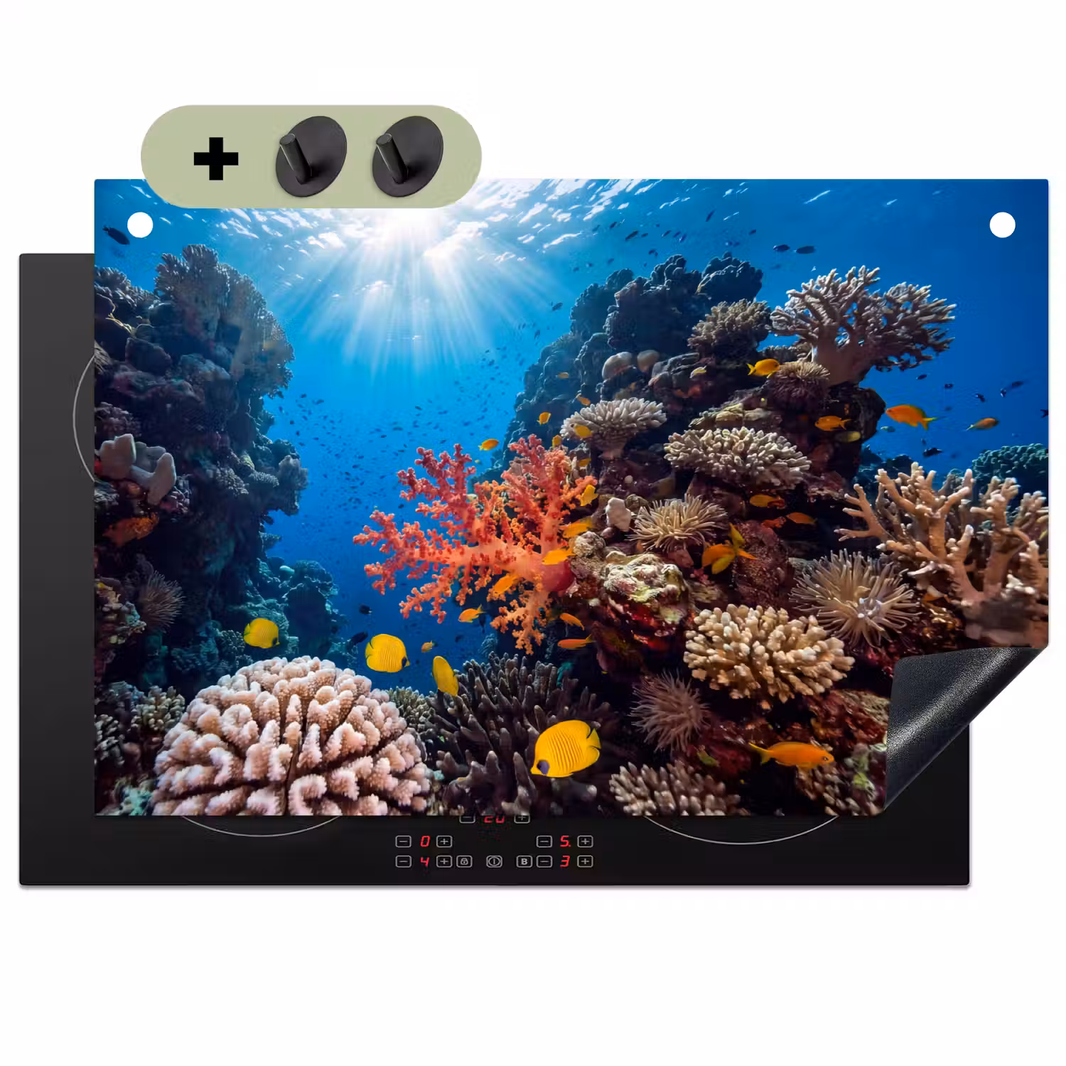 Zee - Koraalrif - Natuur - Levendig - Blauw Inductie beschemer met haakjes klein -3d