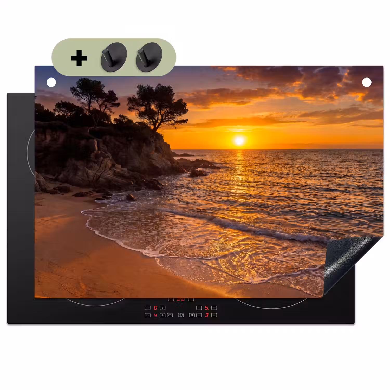 Zee - Kust - Zonsondergang - Natuur - Oranje Inductie beschemer met haakjes klein -3d