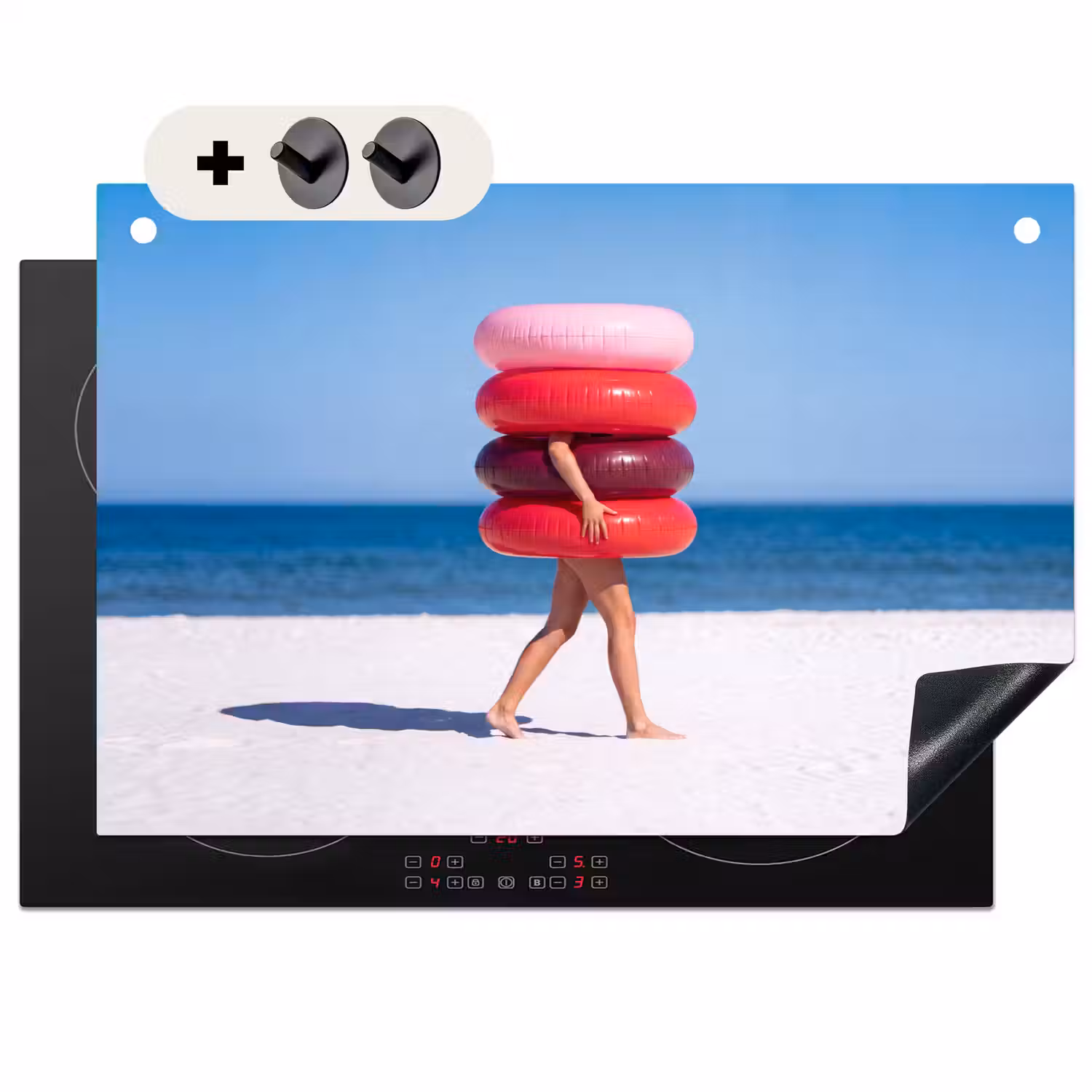 Mensen - Strand - Zomer - Recreatie - Kleurrijk Inductie beschemer met haakjes klein -3d