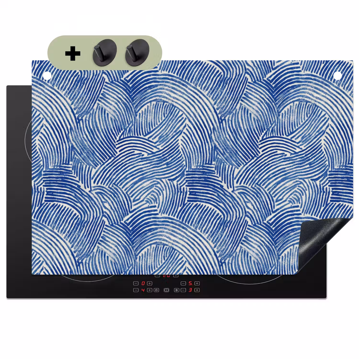 Modern - Abstract - Blauw Inductie beschemer met haakjes klein 777 -3d
