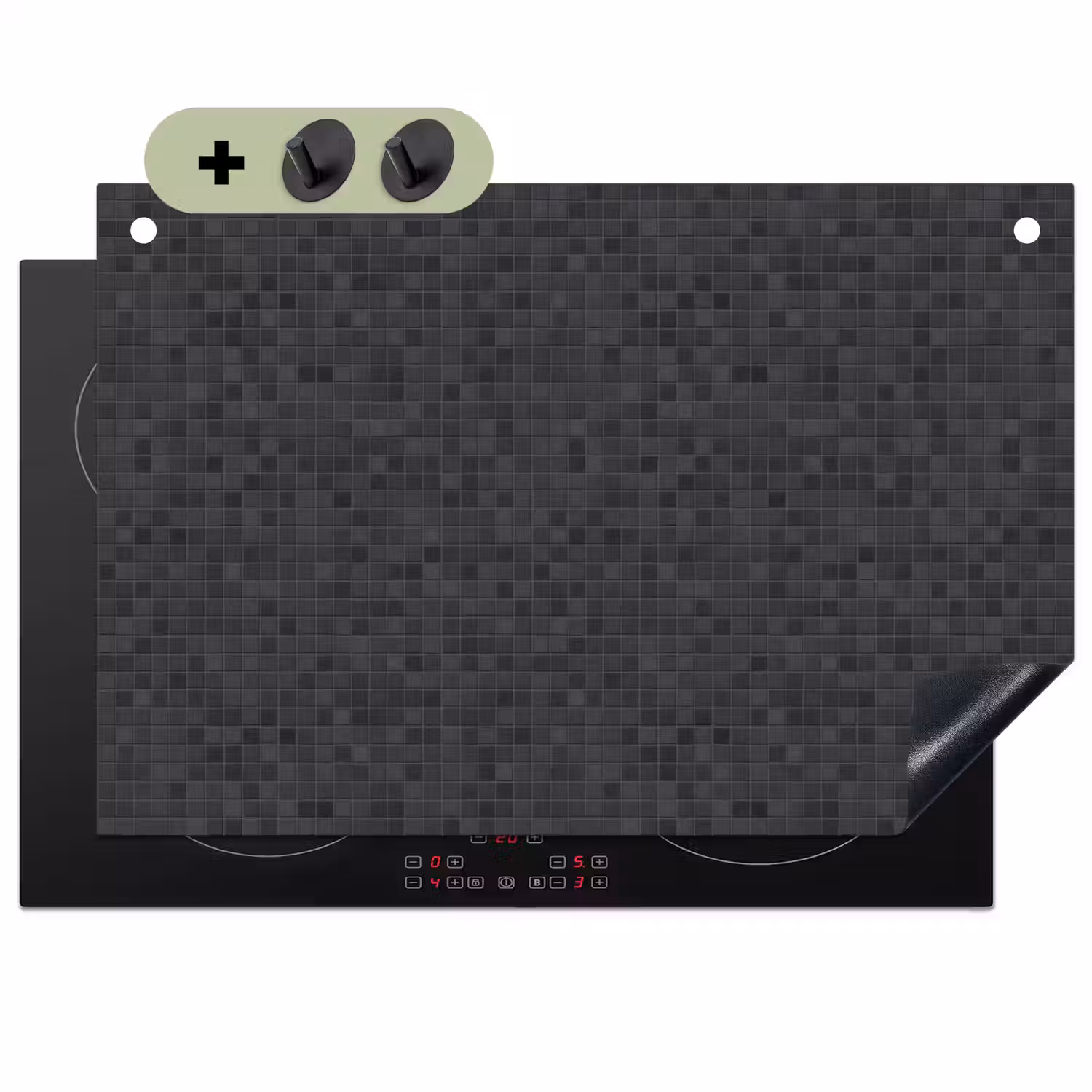 Mozaïek - Patroon - Zwart Inductie beschemer met haakjes klein 777 -3d