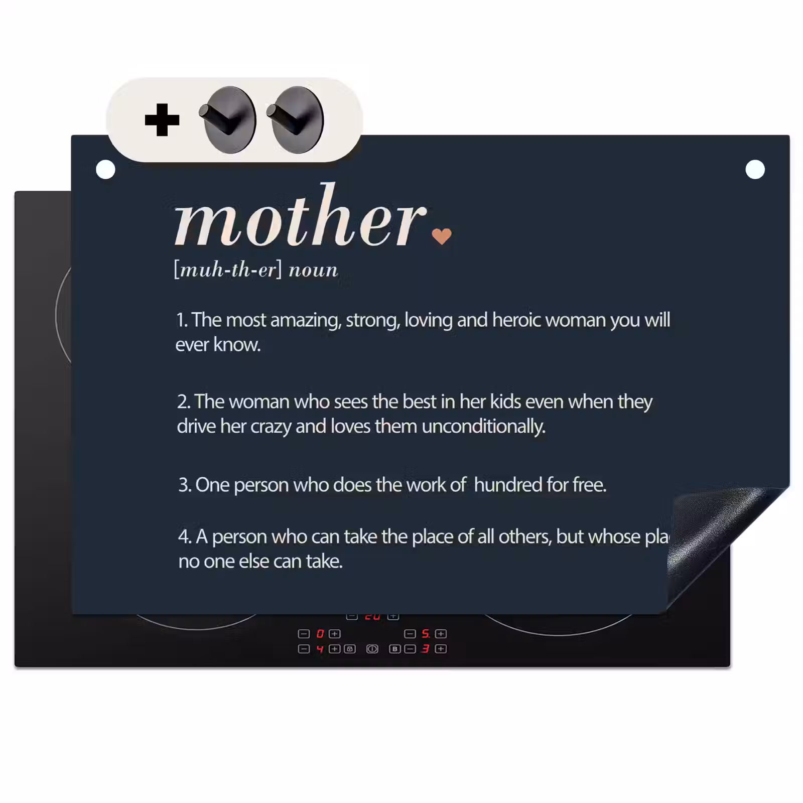2-in-1 Herdabdeckplatte & Spritzschutz - Mum Definition - Mutter - Zitate - Sprichwörter - Mama definitie - Mother - Quotes - Spreuken Inductie beschemer met haakjes klein