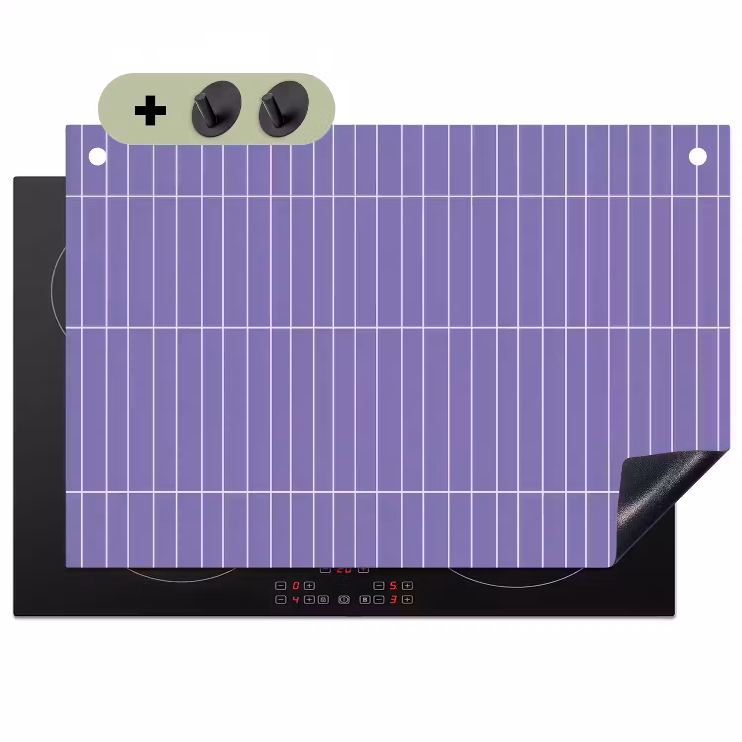 Patroon - Tegel - Lila Inductie beschemer met haakjes klein 777 -3d