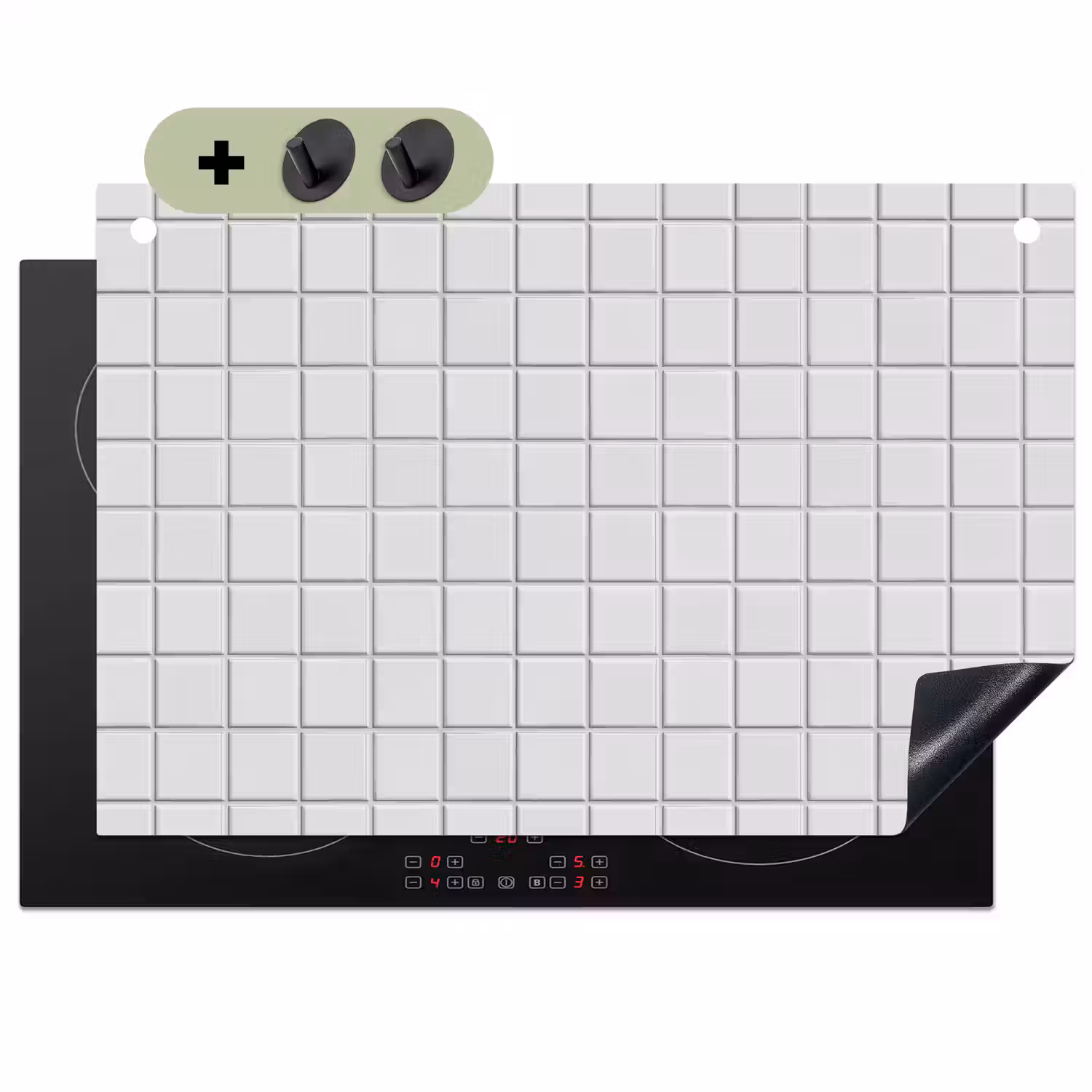 Patroon - Tegels - Grijs - Wit Inductie beschemer met haakjes klein 777 -3d