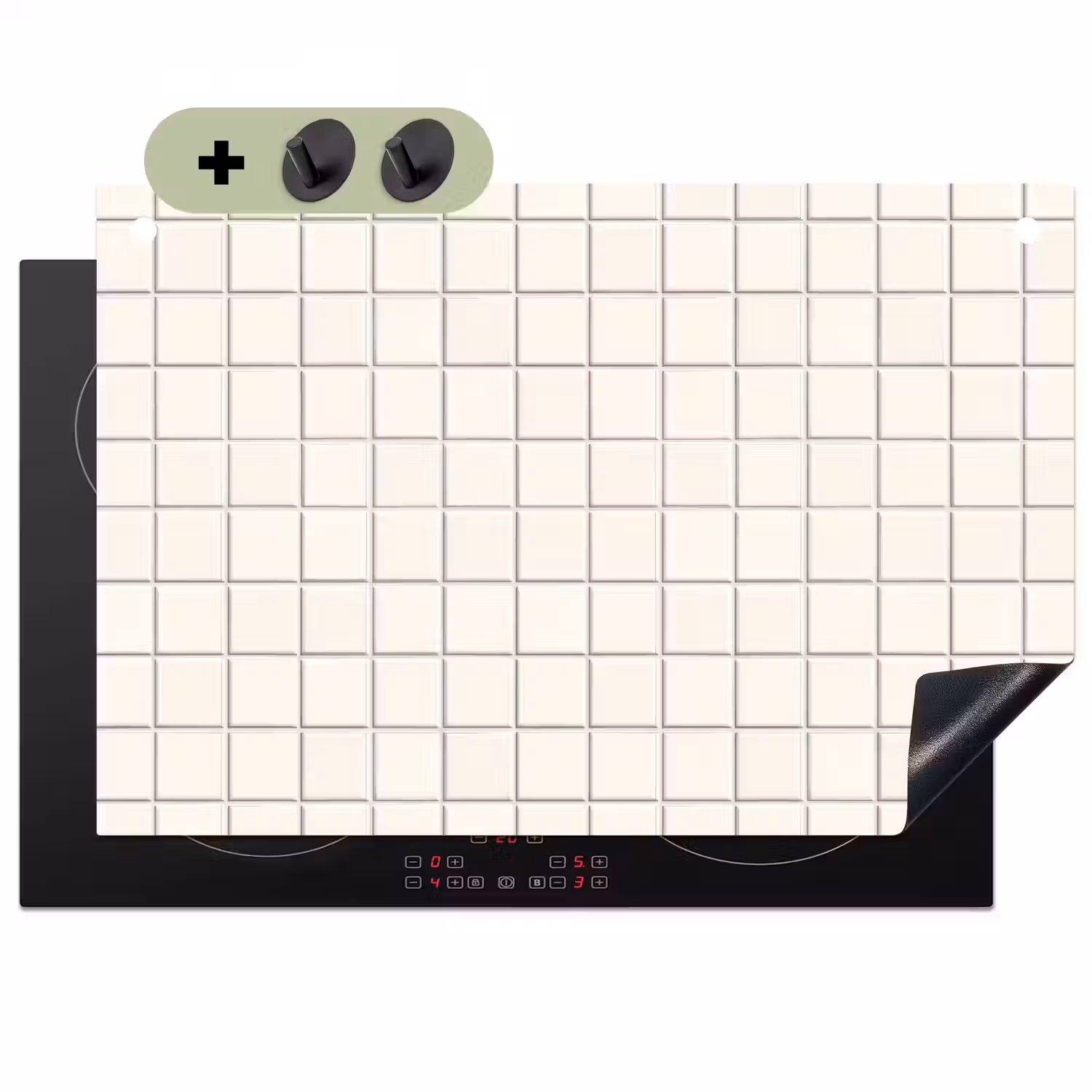 Patroon - Tegels - Wit Inductie beschemer met haakjes klein 777 -3d