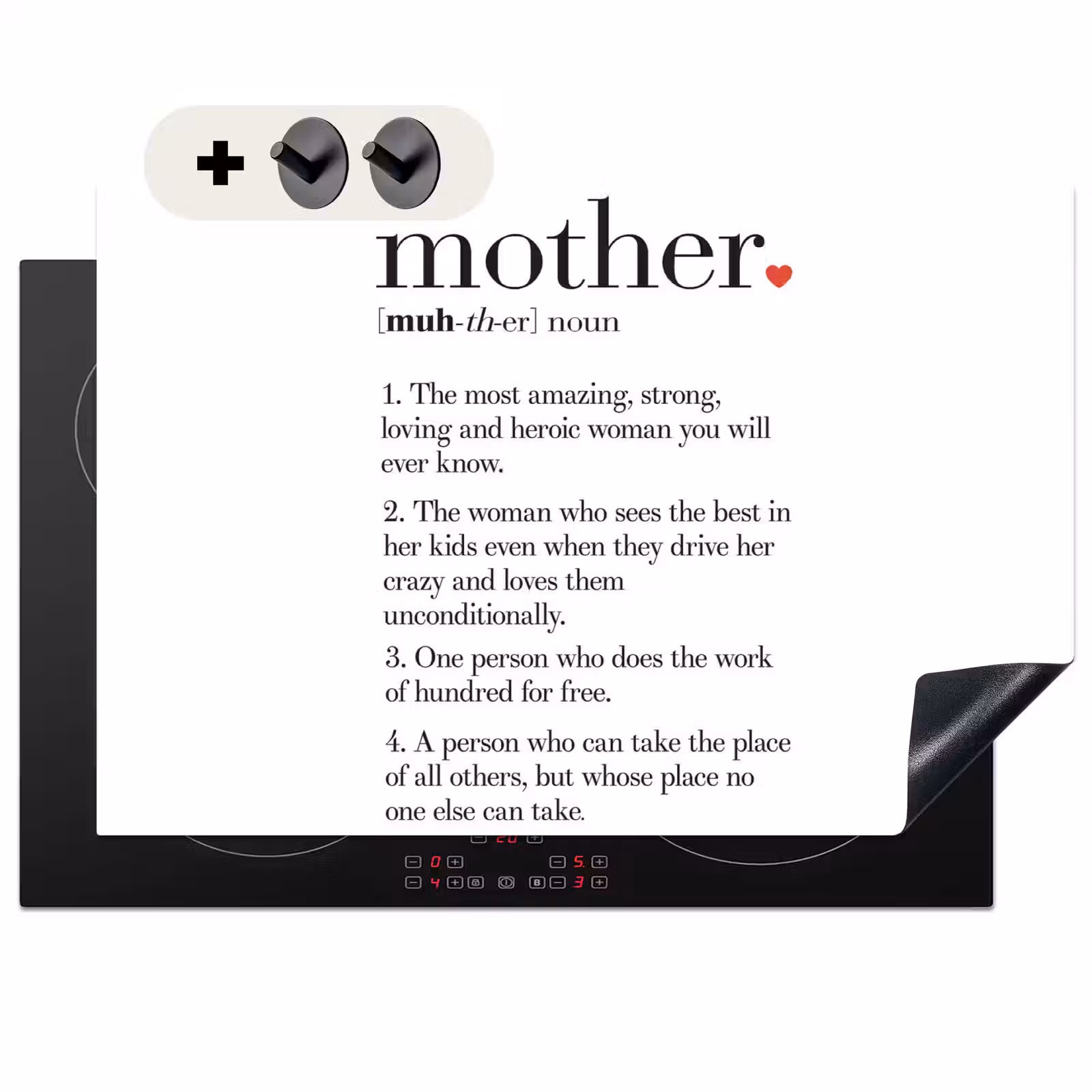 2-in-1 Herdabdeckplatte & Spritzschutz - Mutter Definition - Zitate - Mutter - Sprichwörter - Moeder definitie - Quotes - Mother - Spreuken Inductie beschemer met haakjes klein
