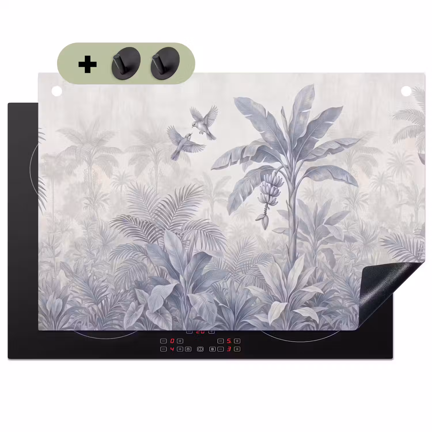Natuur - Vogel - Jungle - Illustratie - Blauw Inductie beschemer met haakjes klein -3d
