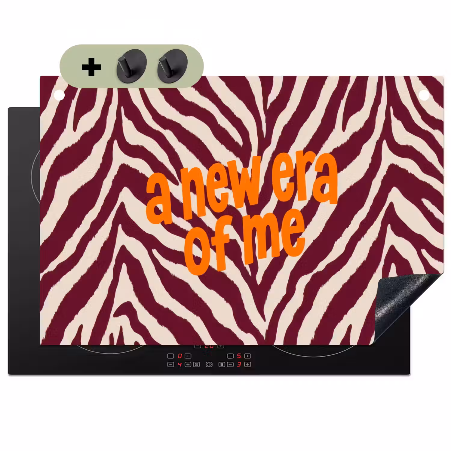 New era - Bordeaux - Zebraprint Inductie beschemer met haakjes klein -3d