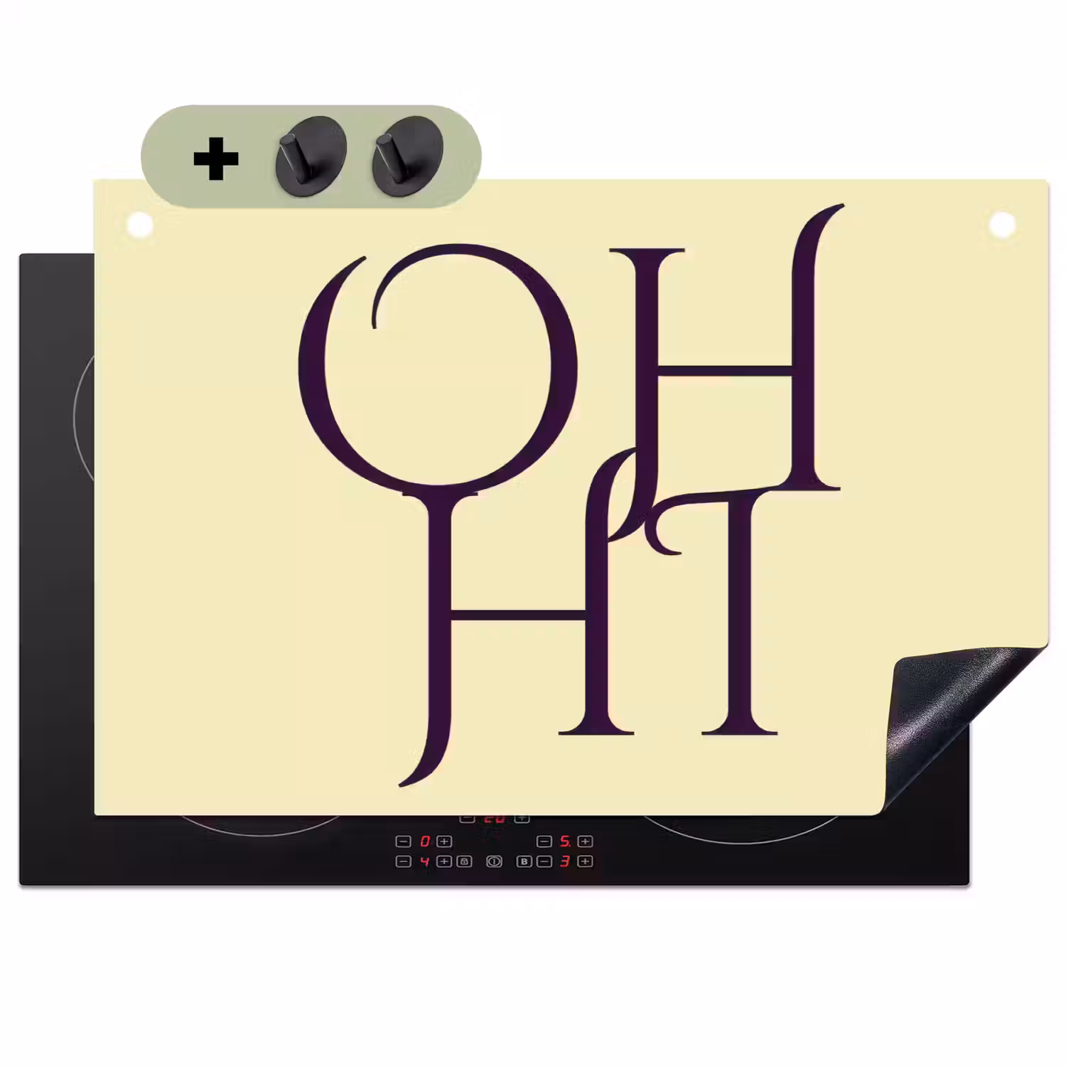 Oh hi - Geel - Monogram Inductie beschemer met haakjes klein -3d