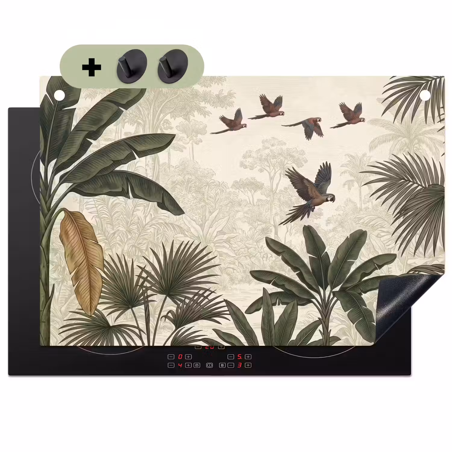 Papagaaien - Jungle - Tropisch - Green Inductie beschemer met haakjes klein -3d