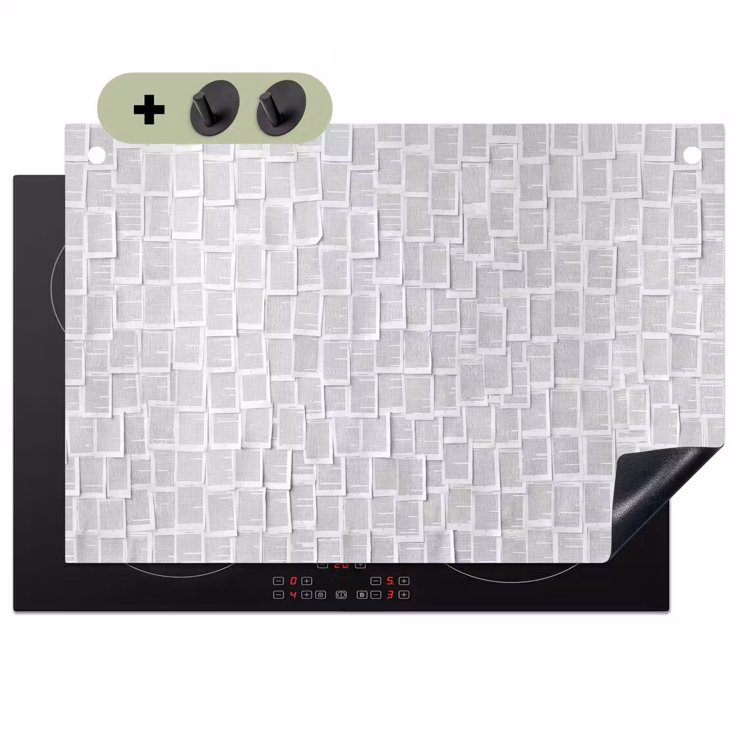 Papier - Overlappend - Textuur - Modern - Wit Inductie beschemer met haakjes klein -3d