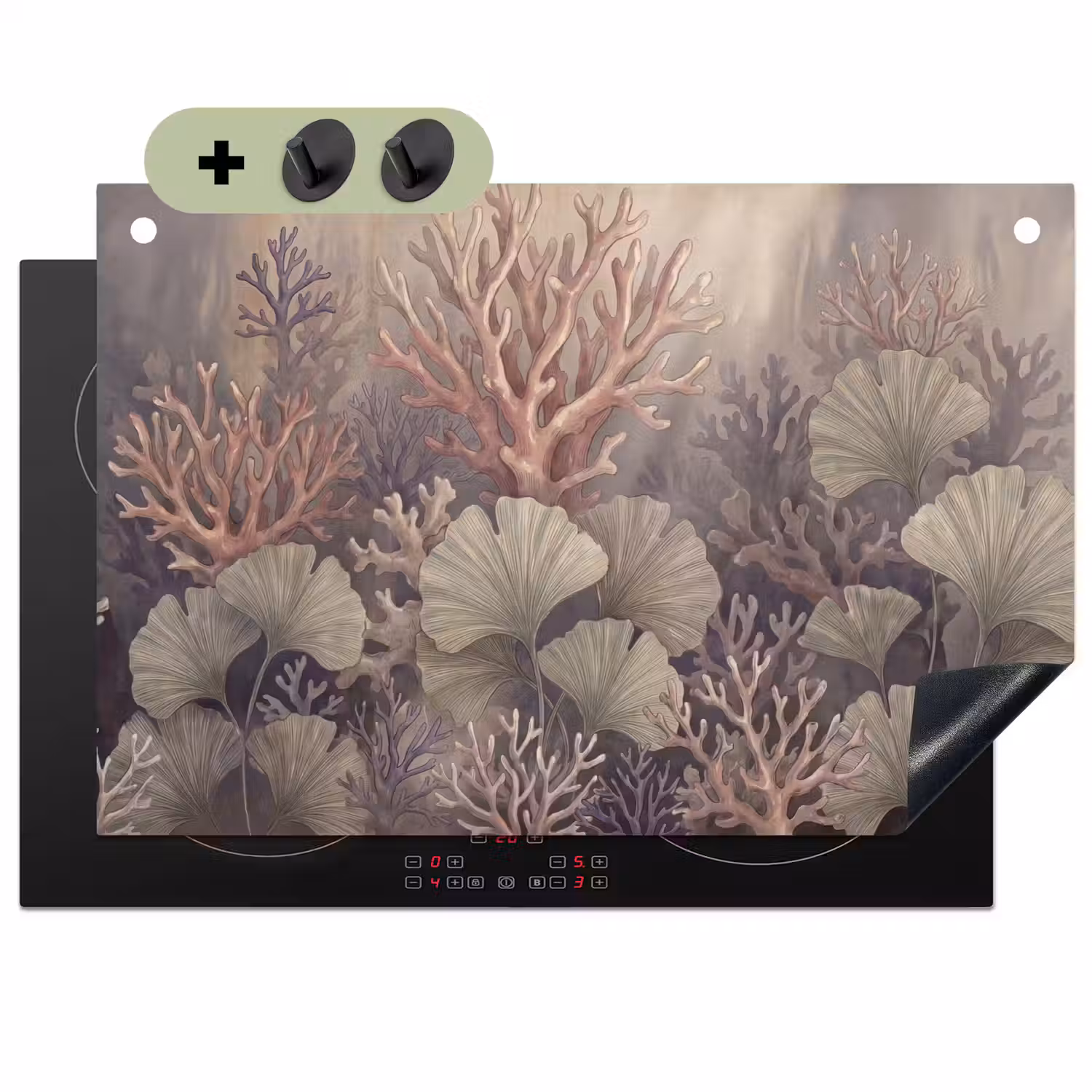 Plant - Bladeren - Zee - Illustratie - Groen Inductie beschemer met haakjes klein -3d