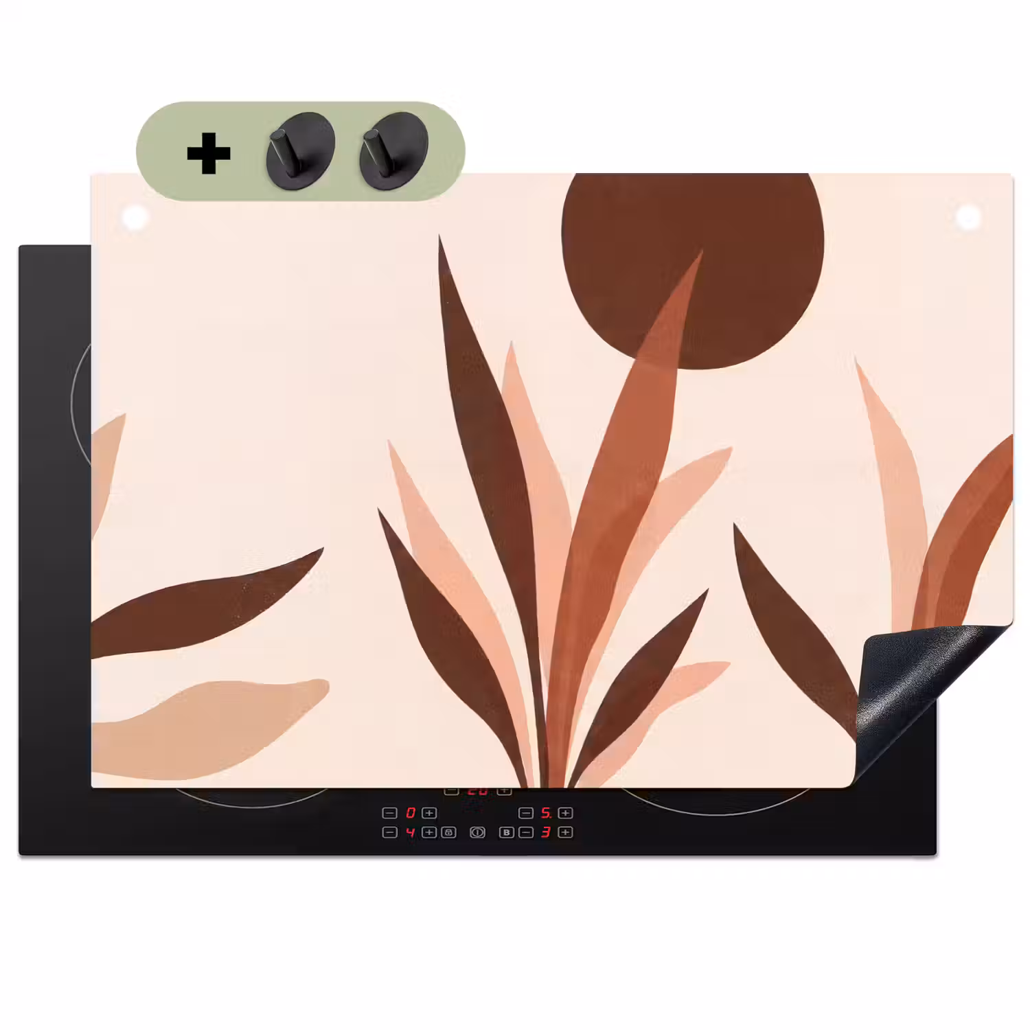 Planten - Abstract - Natuur - Bruin Inductie beschemer met haakjes klein -3d