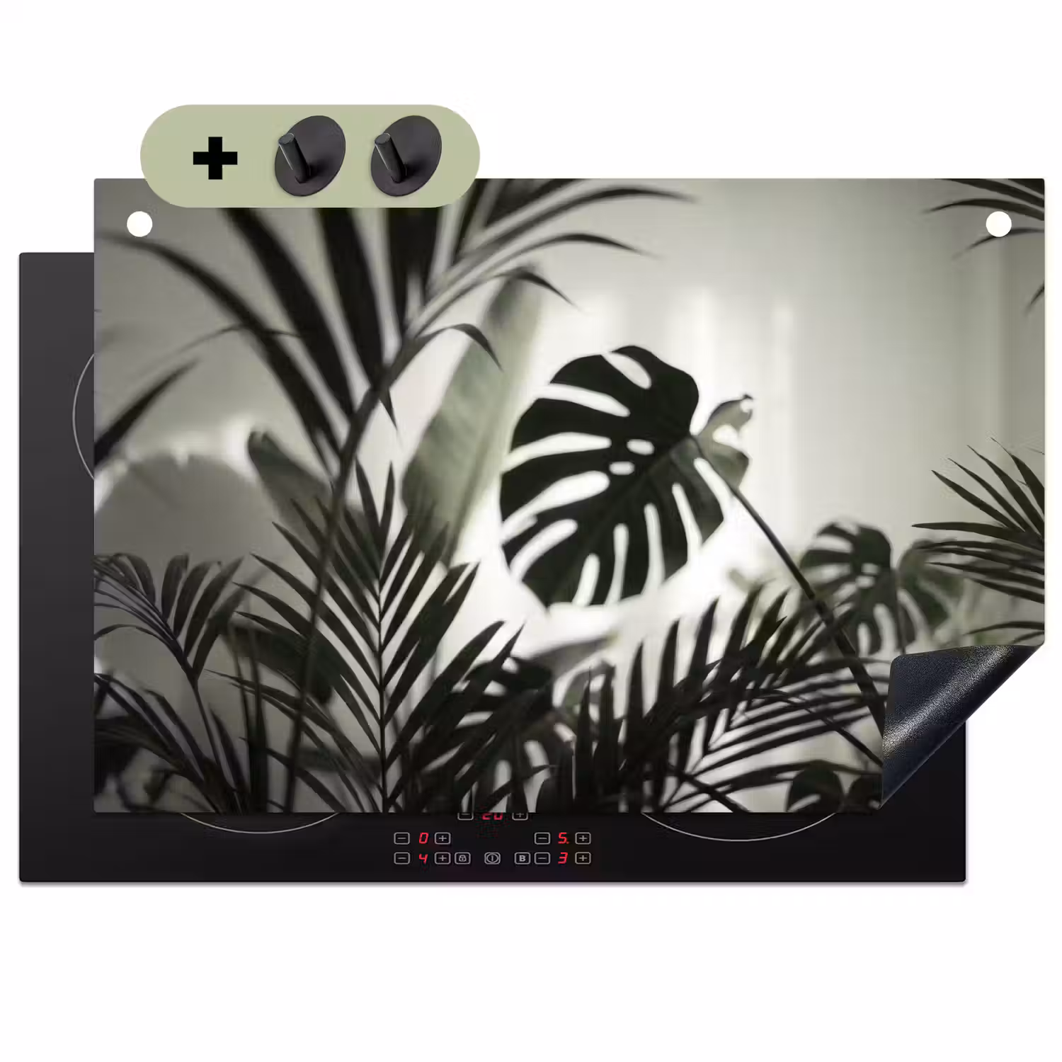 Planten - Bladeren - Natuur - Minimalistisch - Groen Inductie beschemer met haakjes klein -3d
