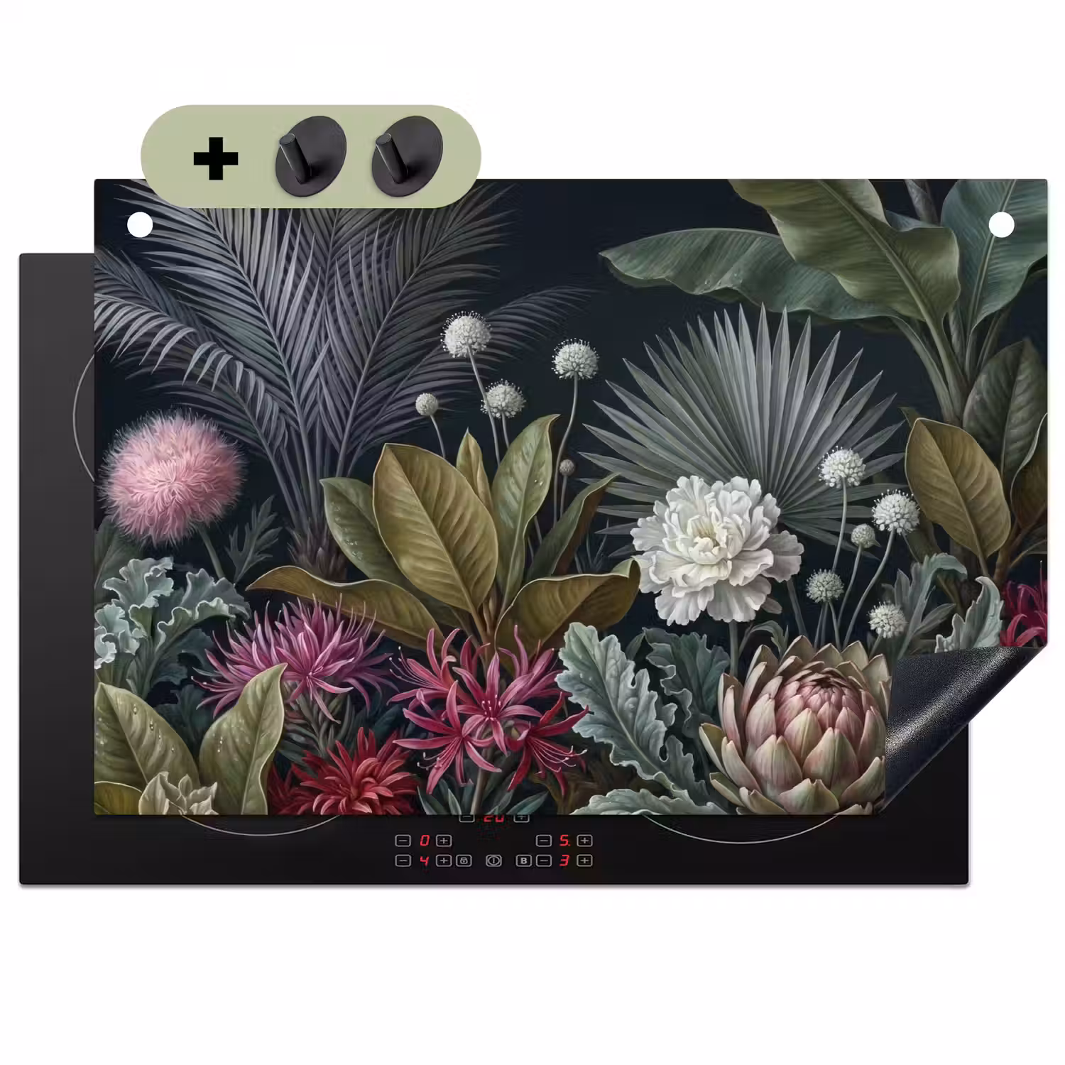 Planten - Tropisch - Botanisch - Donker - Groen Inductie beschemer met haakjes klein -3d