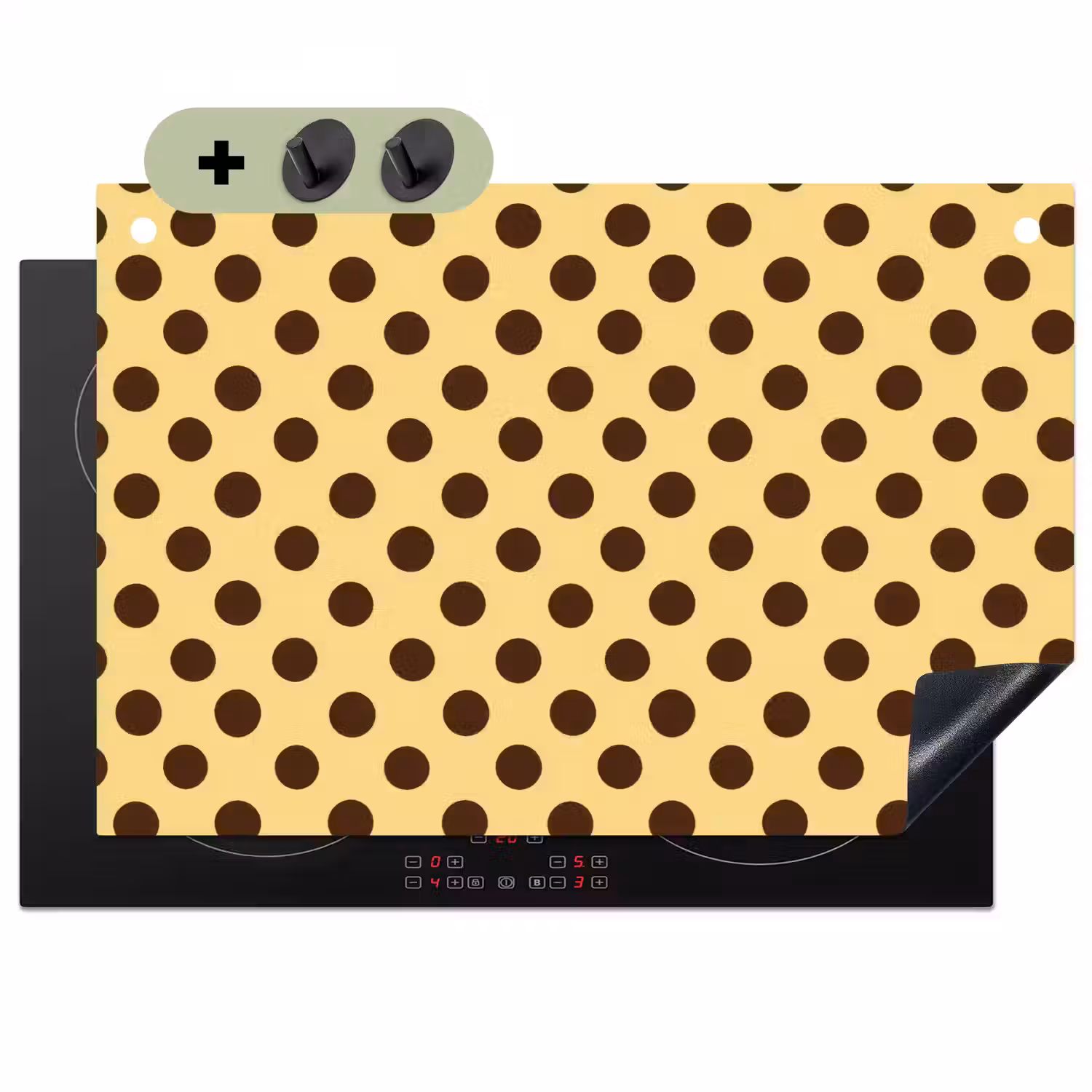 Polka Dot - Stippen - Retro - Geel - Bruin Inductie beschemer met haakjes klein 777 -3d