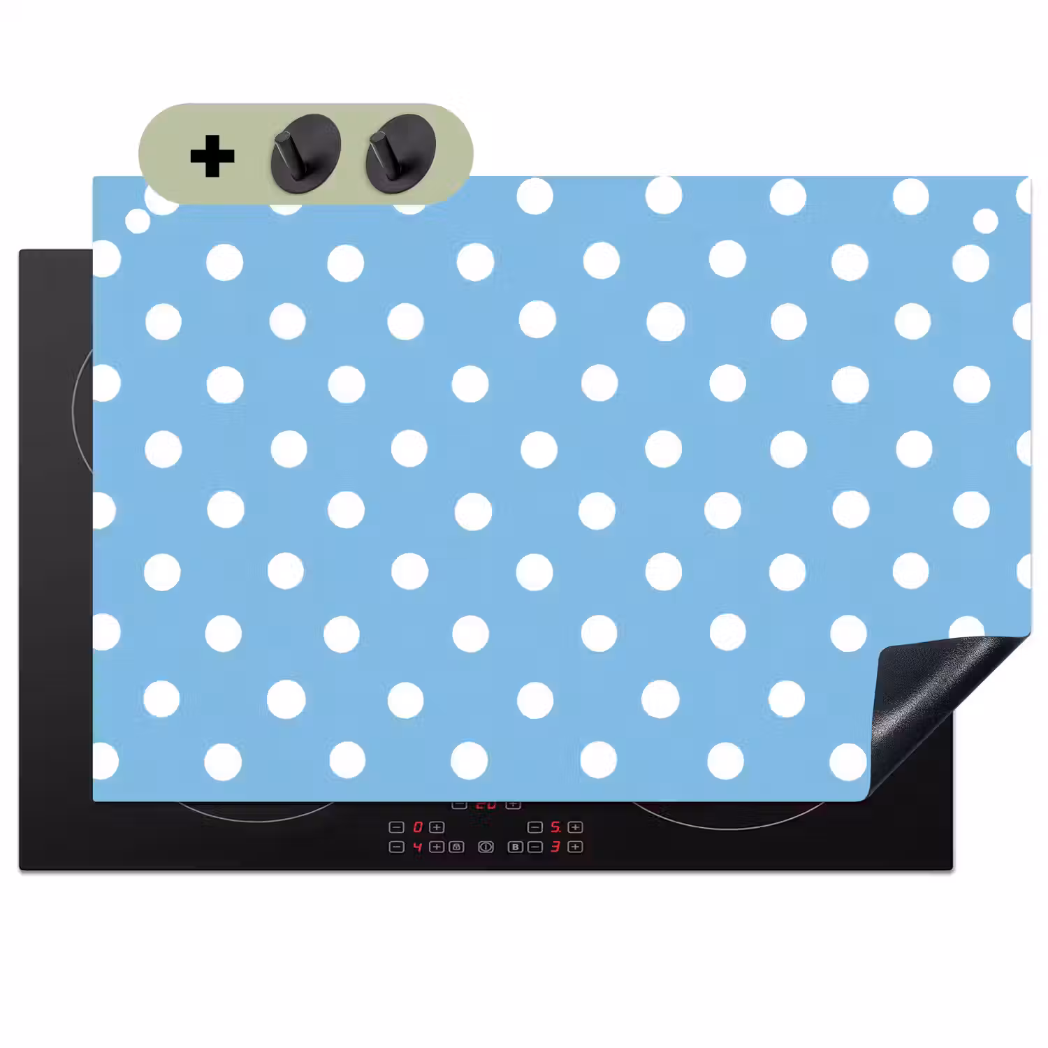 Polka - Dots - Blauw Inductie beschemer met haakjes klein 777 -3d