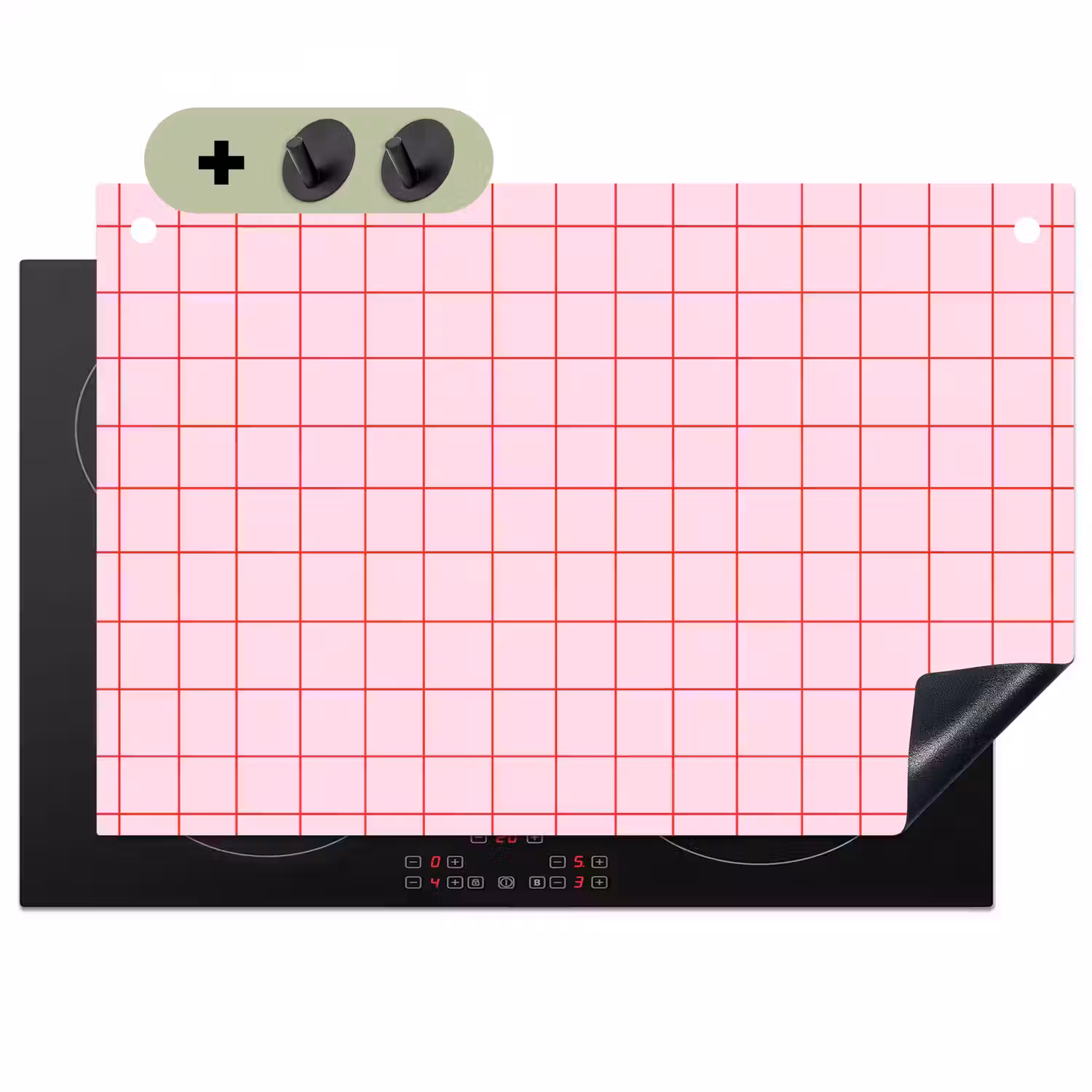 Raster - Patroon - Roze Inductie beschemer met haakjes klein 777 -3d