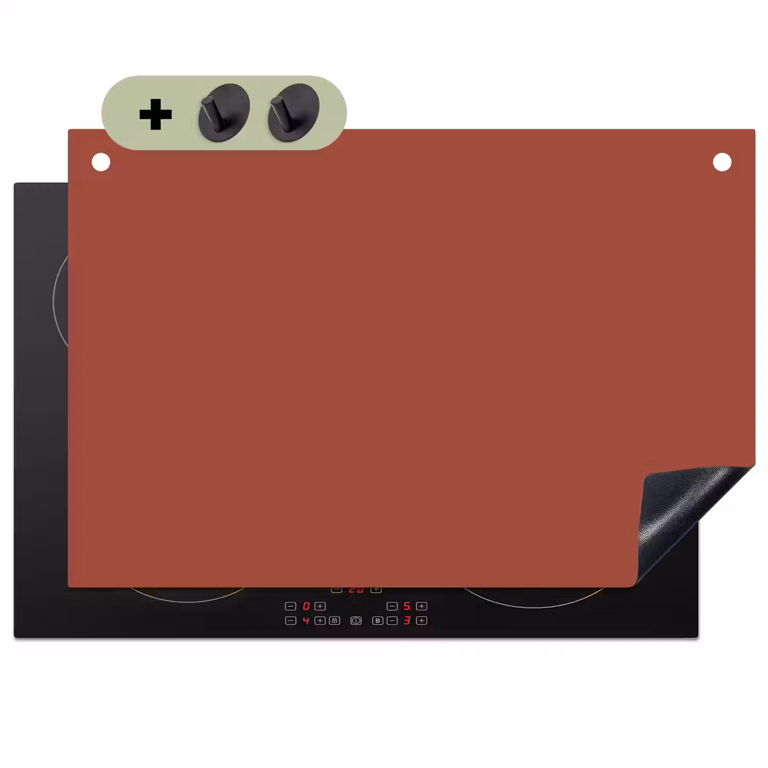 Rustic - Terracotta - Oranje Inductie beschemer met haakjes klein 777 -3d