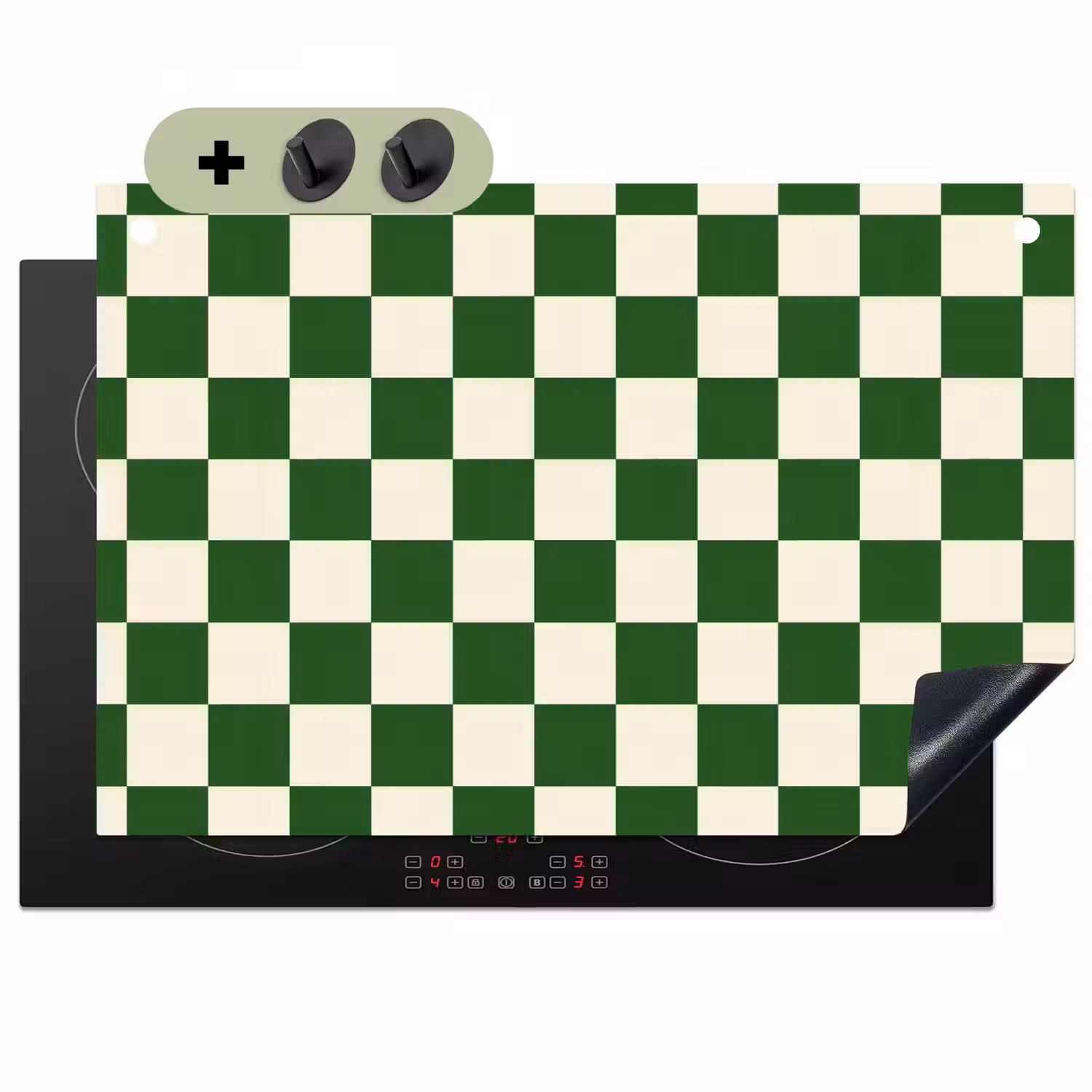 Schaakbord - Patroon - Groen Inductie beschemer met haakjes klein 777 -3d
