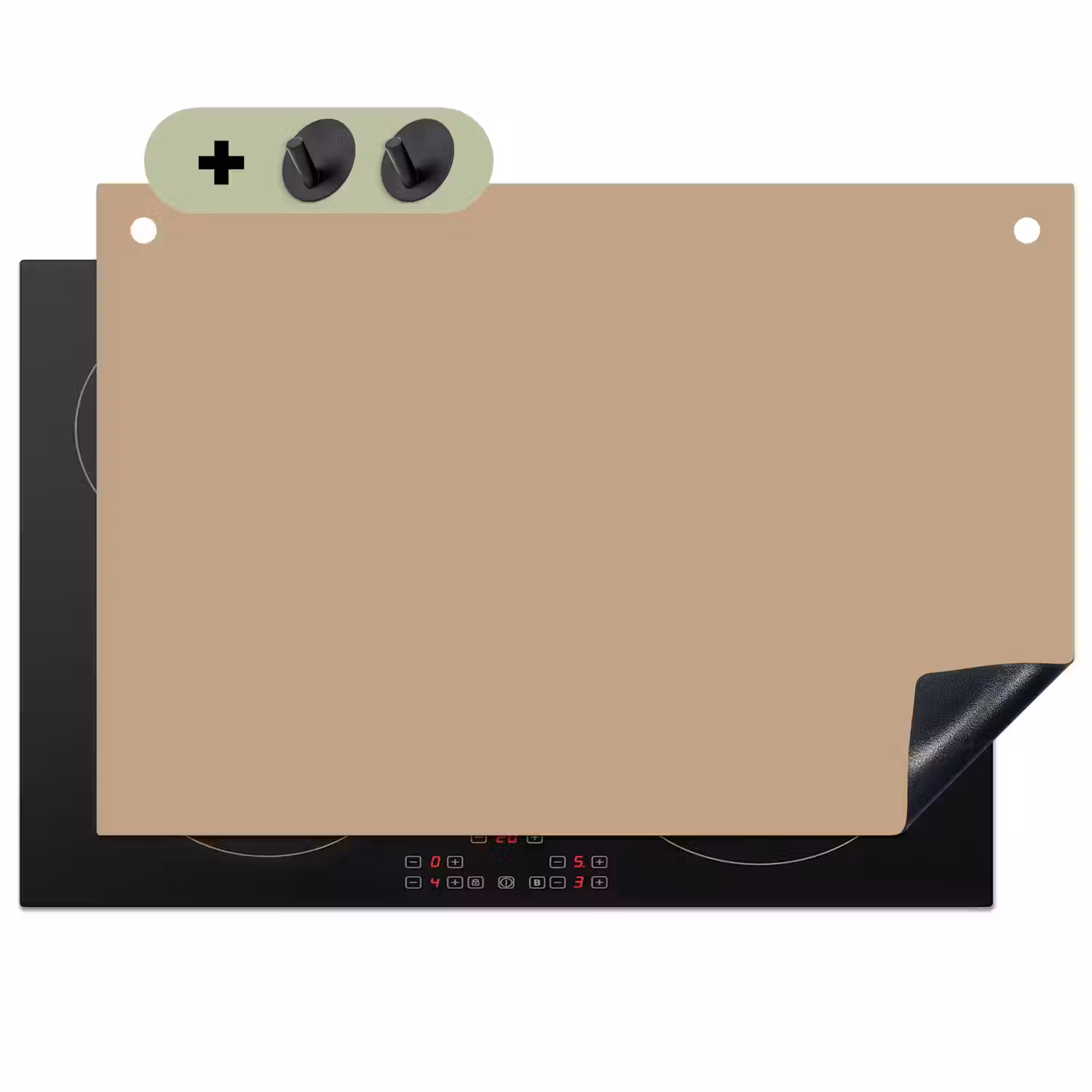 Soft - Taupe - Bruin Inductie beschemer met haakjes klein 777 -3d