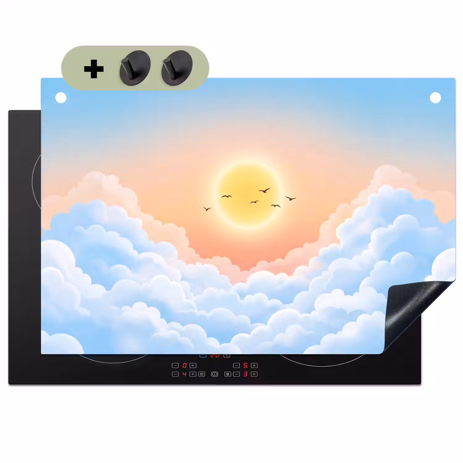 Zon - Vogels - Lucht - Natuur - Geel Inductie beschemer met haakjes klein -3d