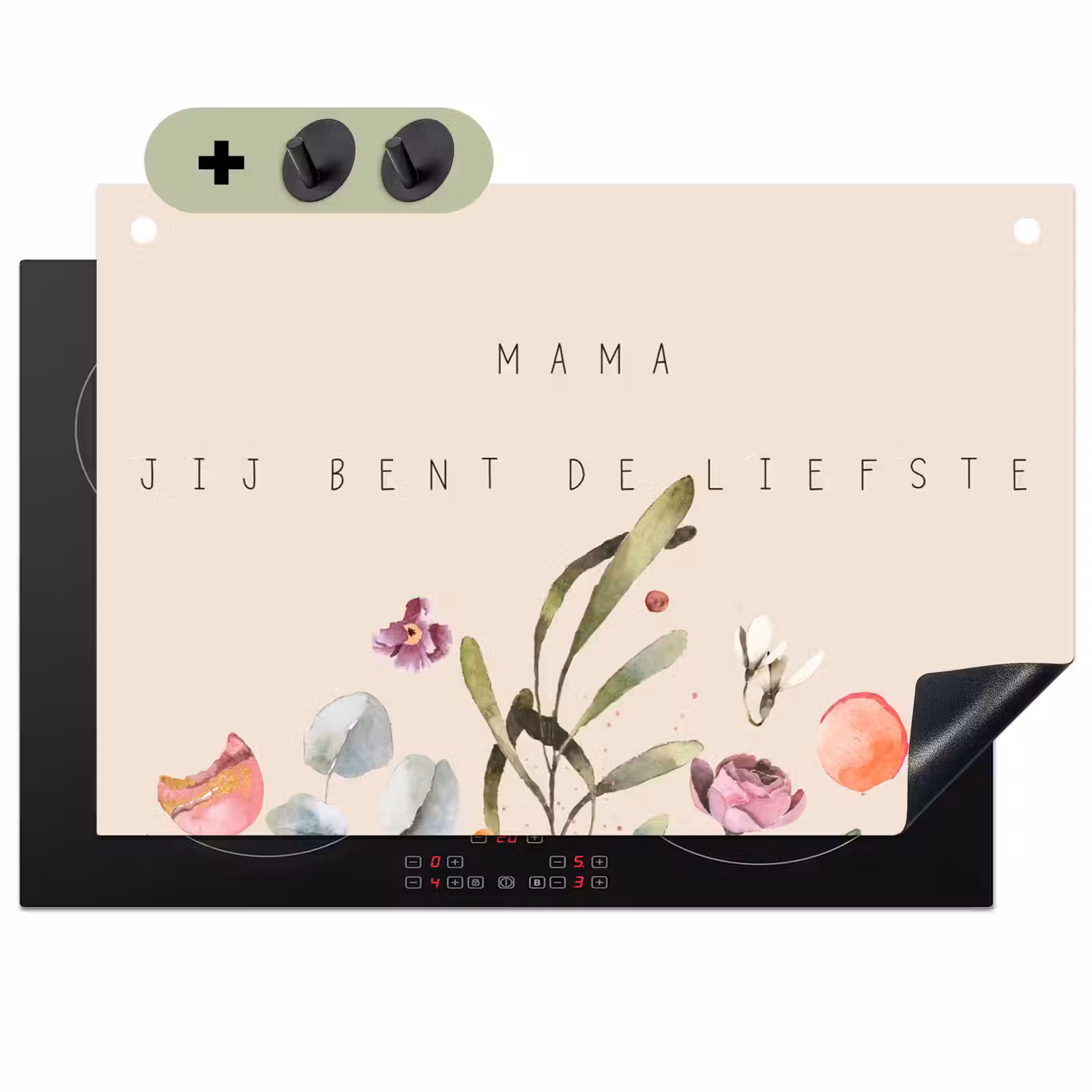 2-in-1 Herdabdeckplatte & Spritzschutz - Sprichwörter - Mama, du bist die Süßeste - Zitate - Mutter - Spreuken - Mama jij bent de liefste - Quotes - Moeder Inductie beschemer met haakjes klein