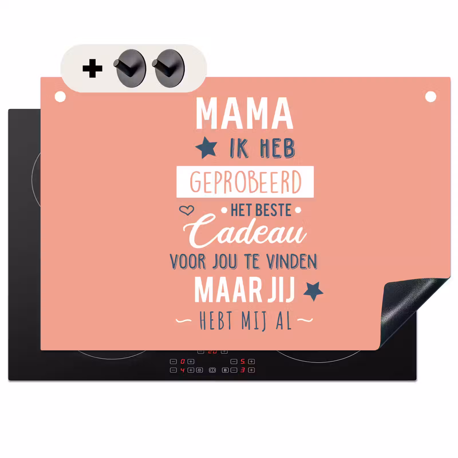 2-in-1 Herdabdeckplatte & Spritzschutz - Sprichwörter - Mama - Zitate - Mama, du hast uns schon - Spreuken - Mama - Quotes - Mama jij hebt ons al Inductie beschemer met haakjes klein