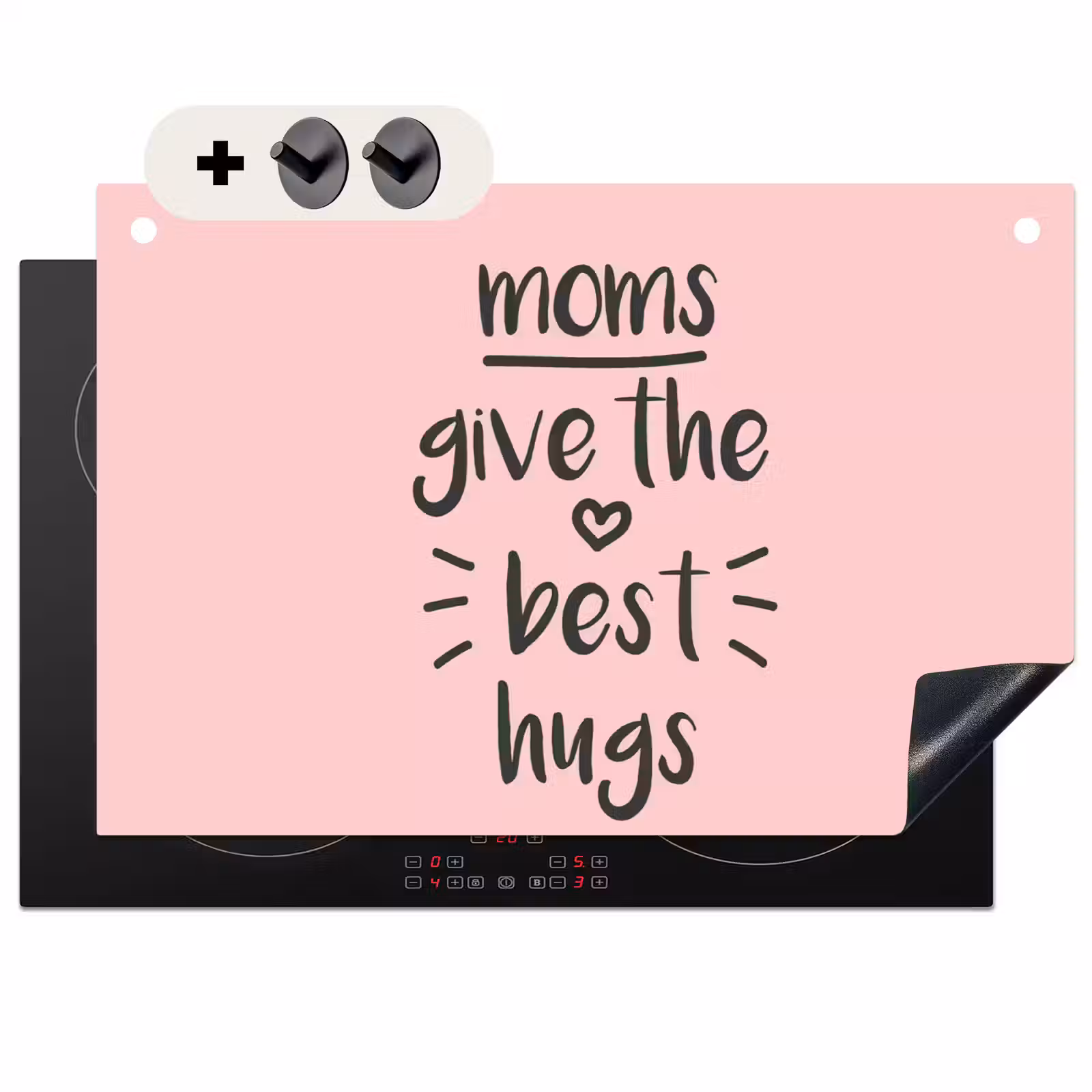 2-in-1 Herdabdeckplatte & Spritzschutz - Sprichwörter - Mütter umarmen am besten - Zitate - Mum - Spreuken - Moms give the best hugs - Quotes - Mama Inductie beschemer met haakjes klein