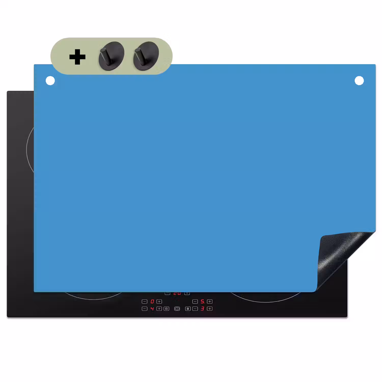 Steel - Blue - Blauw Inductie beschemer met haakjes klein 777 -3d