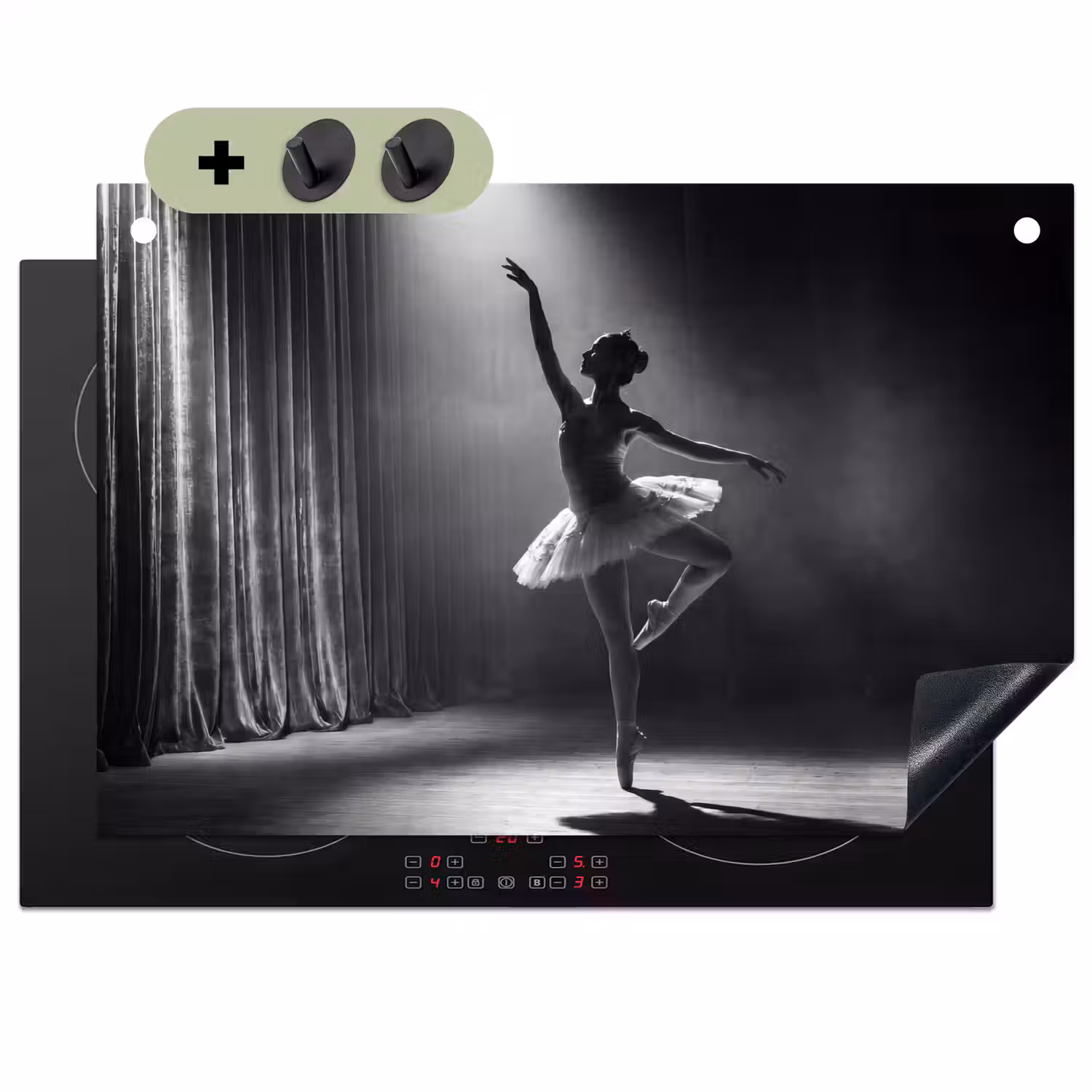 Danser - Podium - Zwart-wit - Kunst - Klassiek Inductie beschemer met haakjes klein -3d