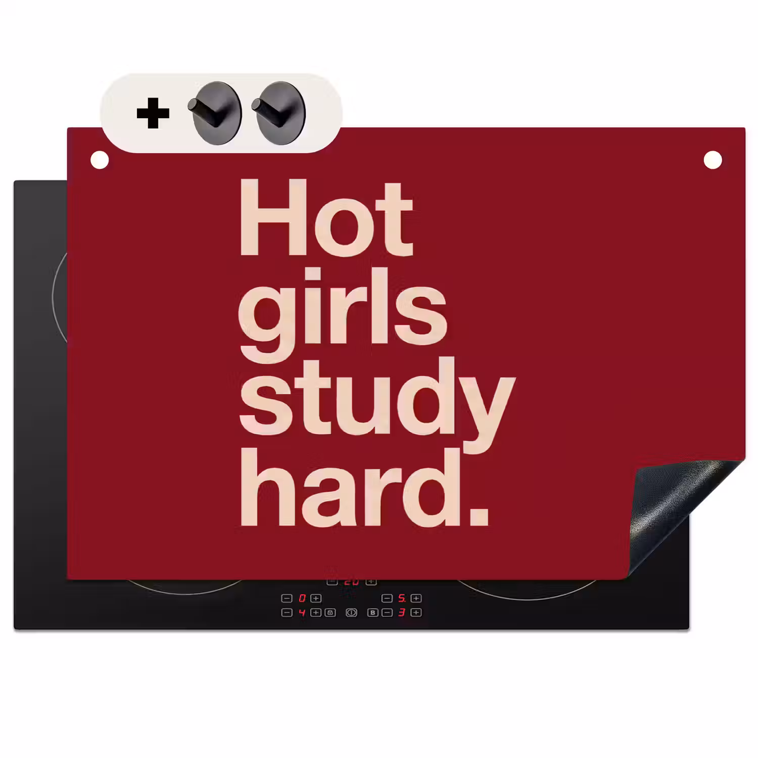 Tekst - Studie - Motivatie - Modern - Rood Inductie beschemer met haakjes klein -3d