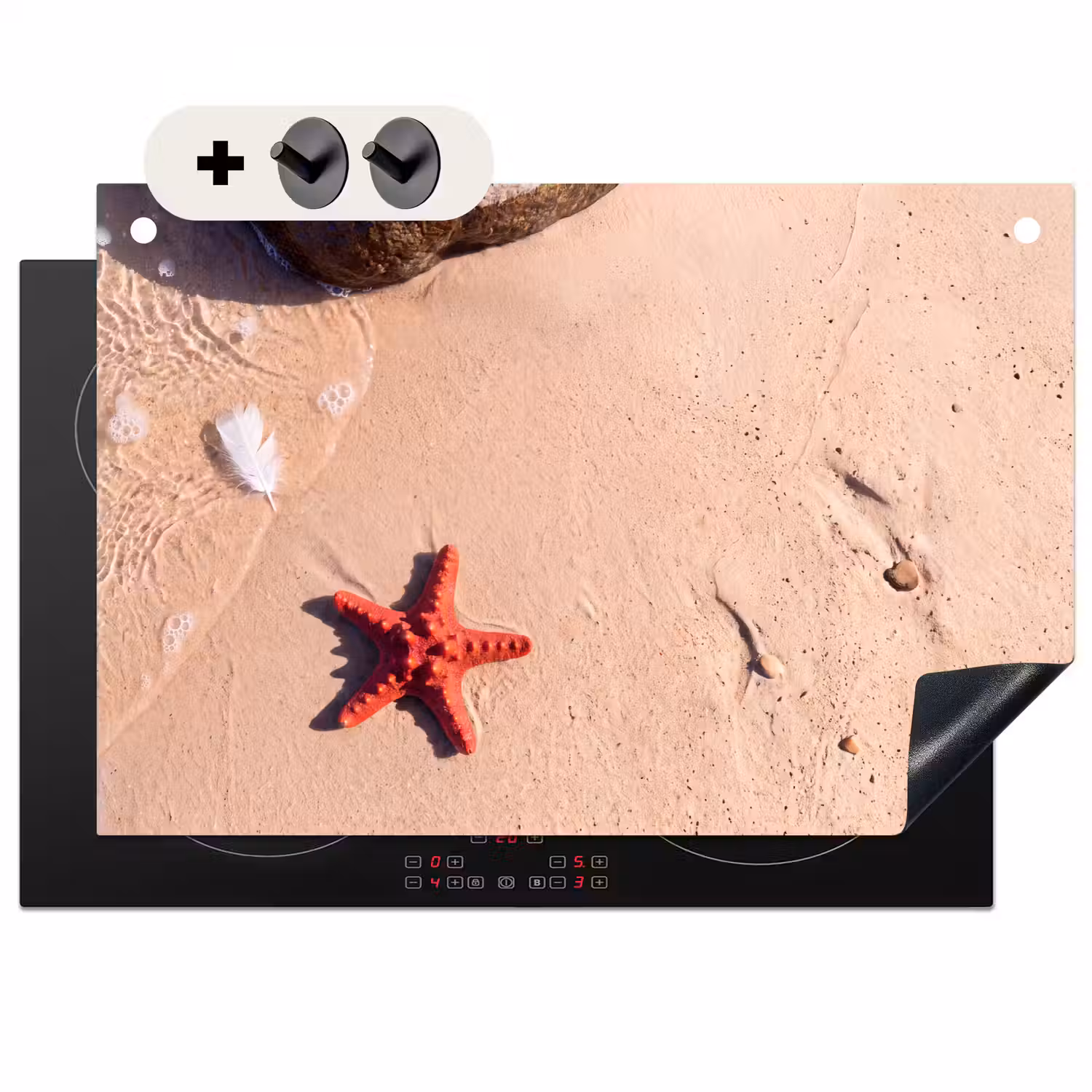 Dieren - Strand - Zee - Natuur - Rood Inductie beschemer met haakjes klein -3d