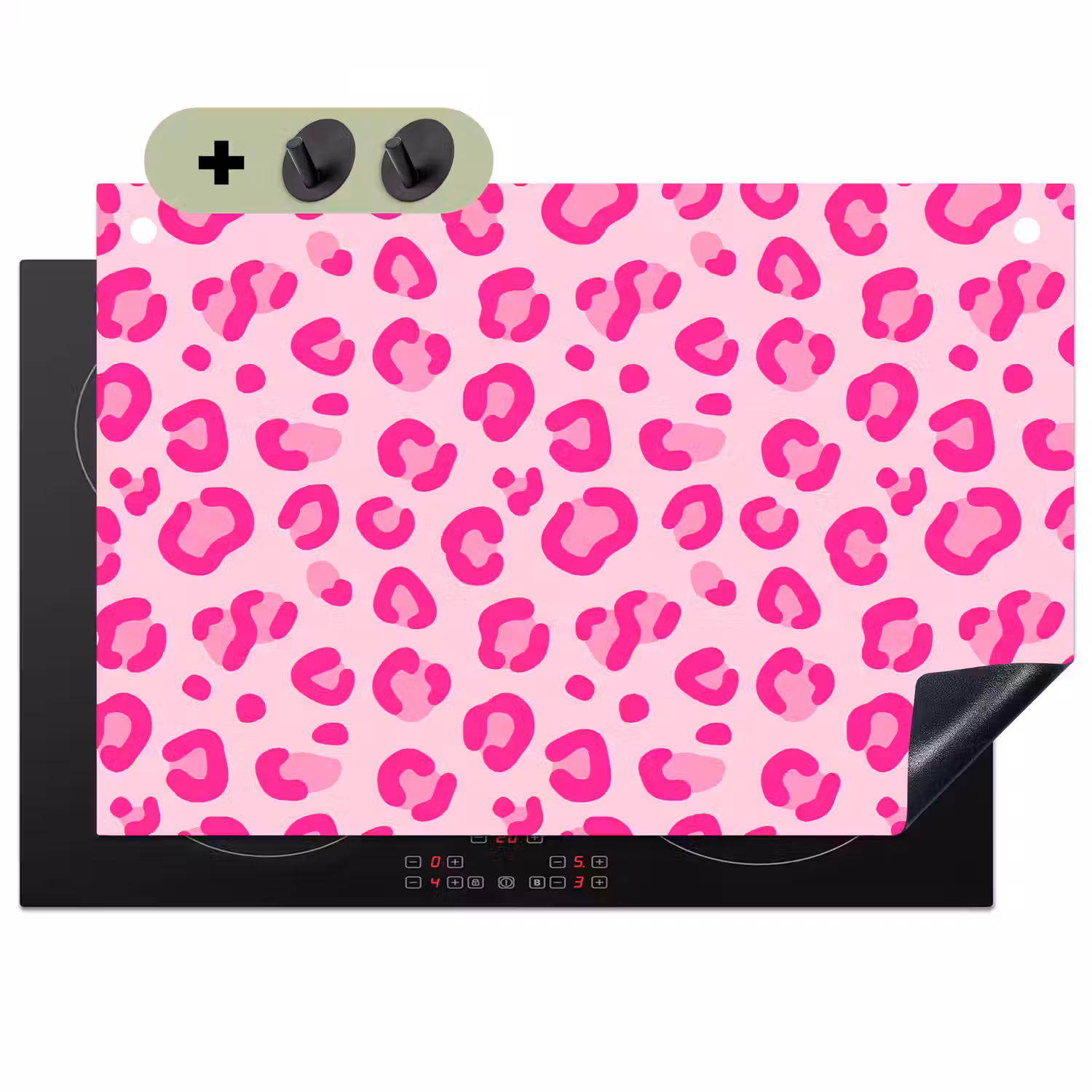 Dierenprint - Patroon - Abstract - Modern - Roze Inductie beschemer met haakjes klein -3d
