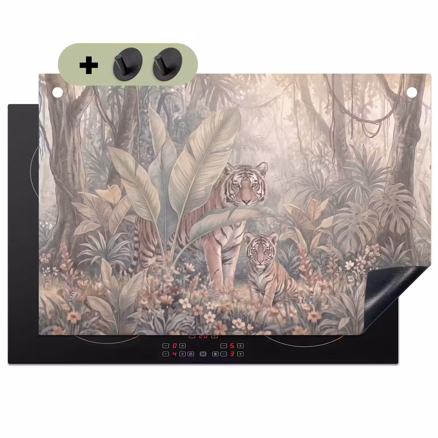Tijger - Welp - Jungle - Illustratie - Dieren Inductie beschemer met haakjes klein -3d