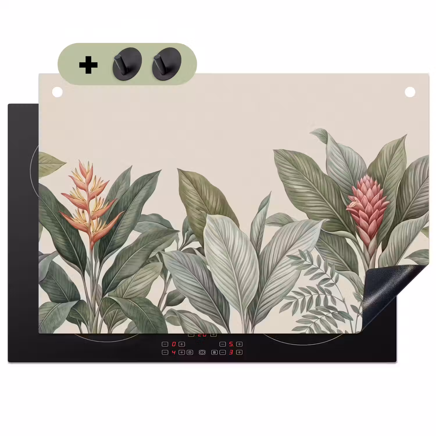 Tropisch - Planten - Modern - Groen Inductie beschemer met haakjes klein -3d