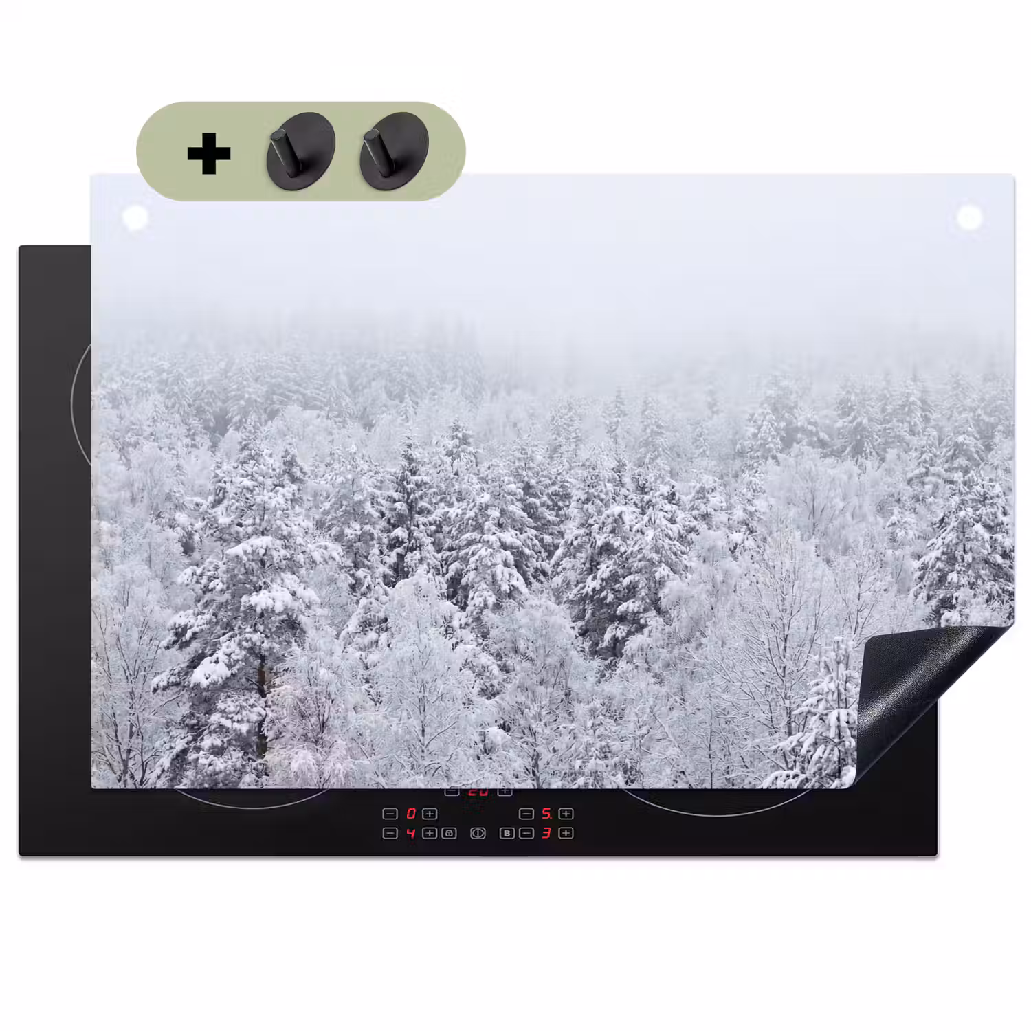 Bos - Sneeuw - Winter - Natuur - Wit Inductie beschemer met haakjes klein -3d