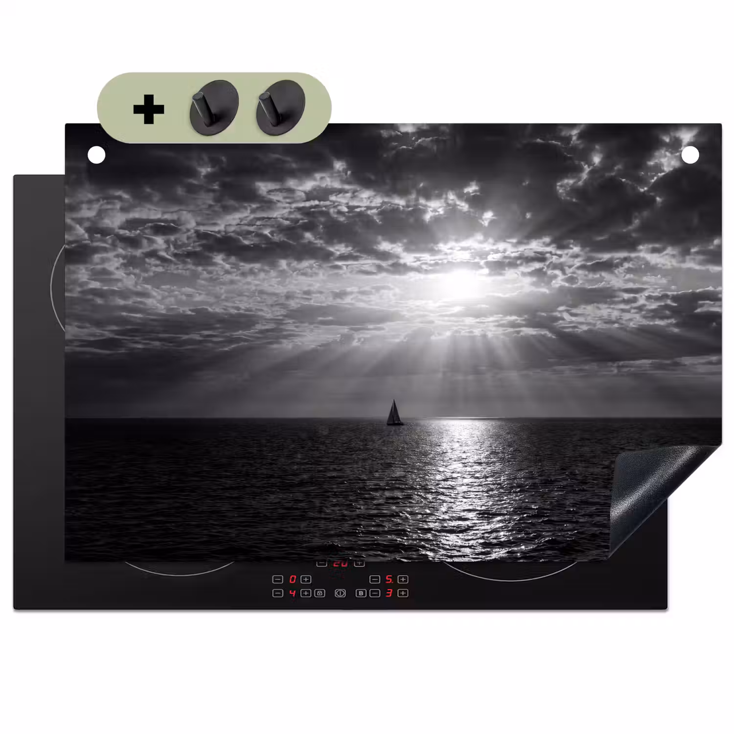 Water - Boot - Lucht - Natuur - Zwart-wit Inductie beschemer met haakjes klein -3d