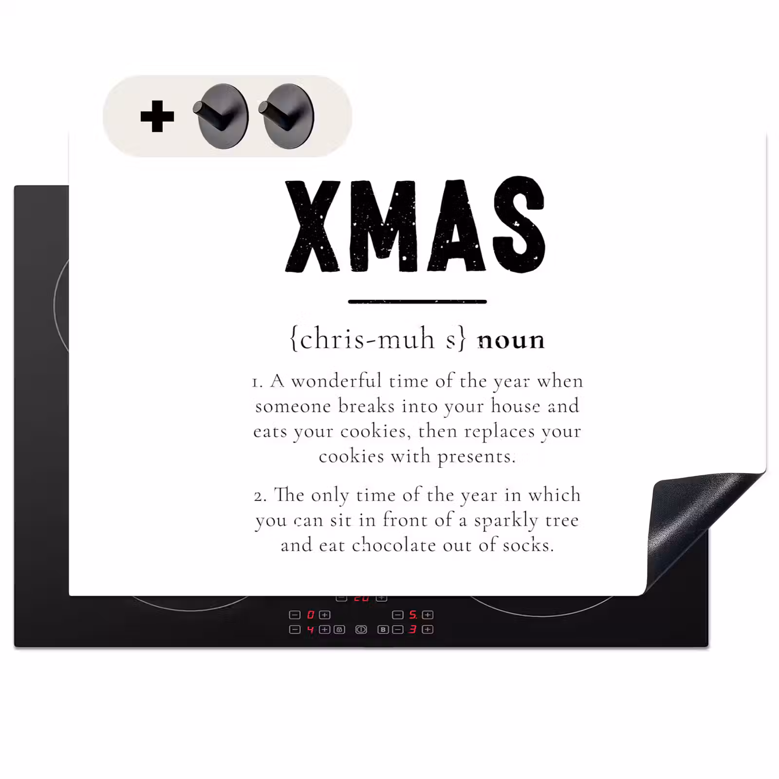 2-in-1 Herdabdeckplatte & Spritzschutz - Weihnachten - Weiß - Xmas - Zitate - Feiertage - Kerst - Wit - Xmas - Quotes - Feestdagen Inductie beschemer met haakjes klein