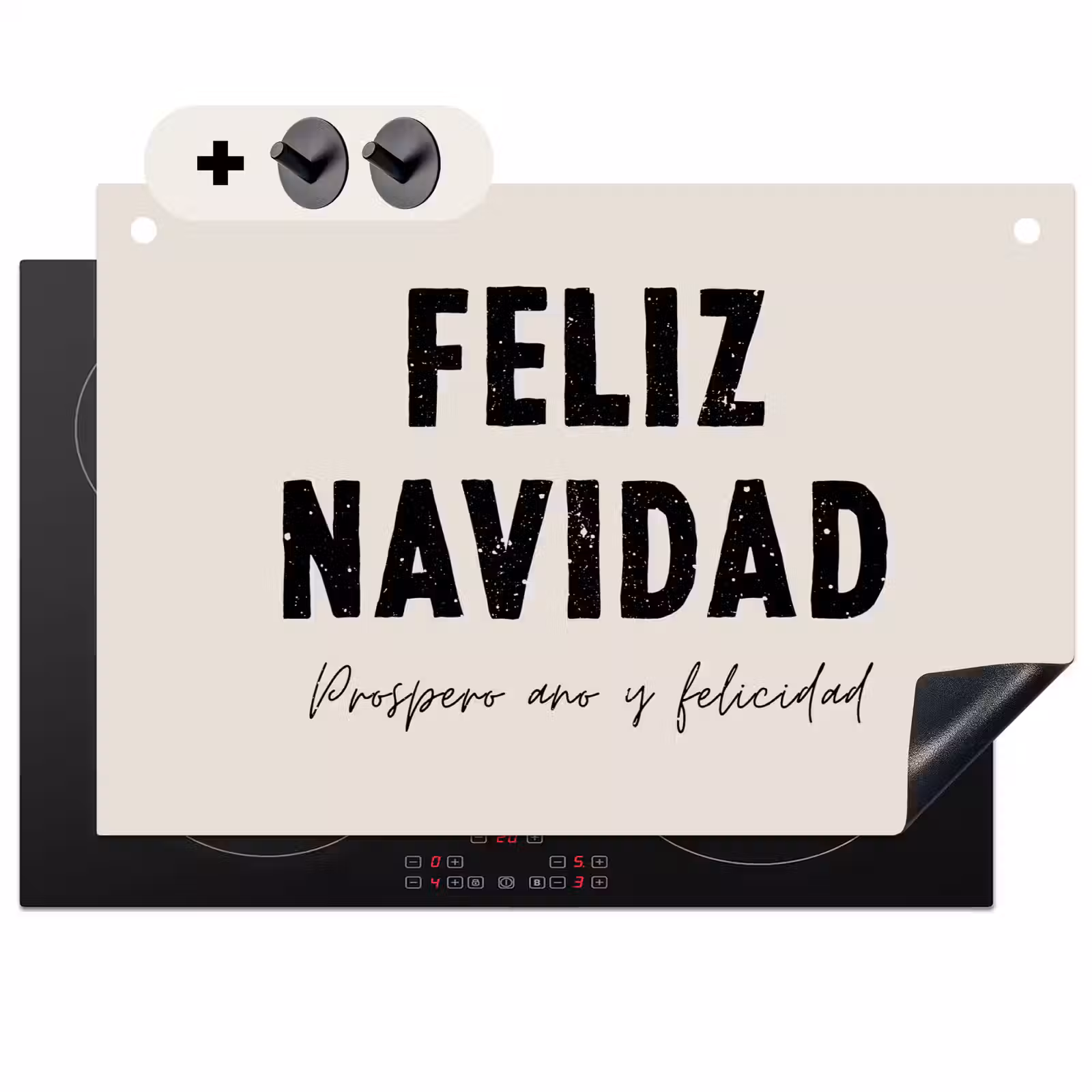 2-in-1 Herdabdeckplatte & Spritzschutz - Weihnachten - Zitate - Feliz navidad - Weihnachten - Feiertage - Kerst - Quotes - Feliz navidad - Kerstmis - Feestdagen Inductie beschemer met haakjes klein