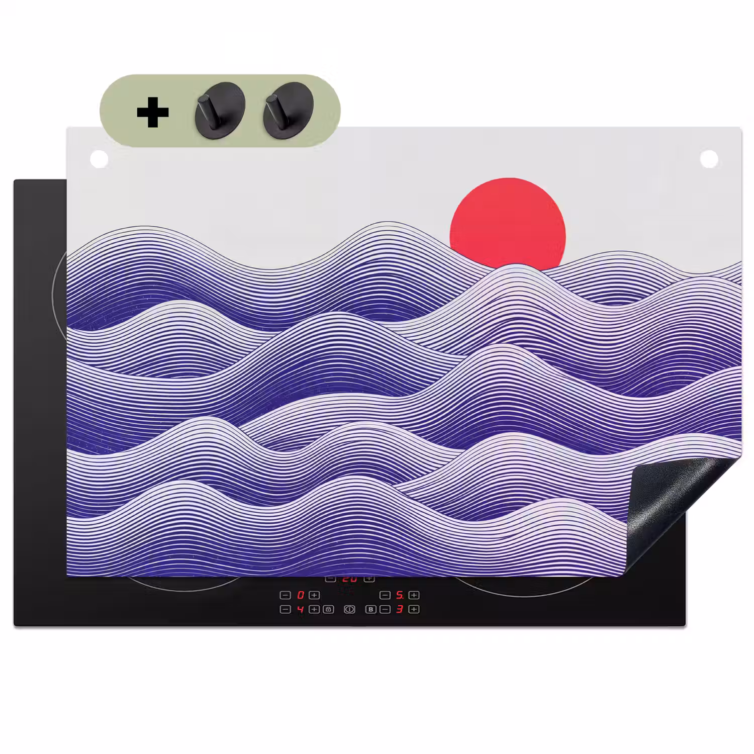 Golven - Zon - Natuur - Abstract - Rood Inductie beschemer met haakjes klein -3d