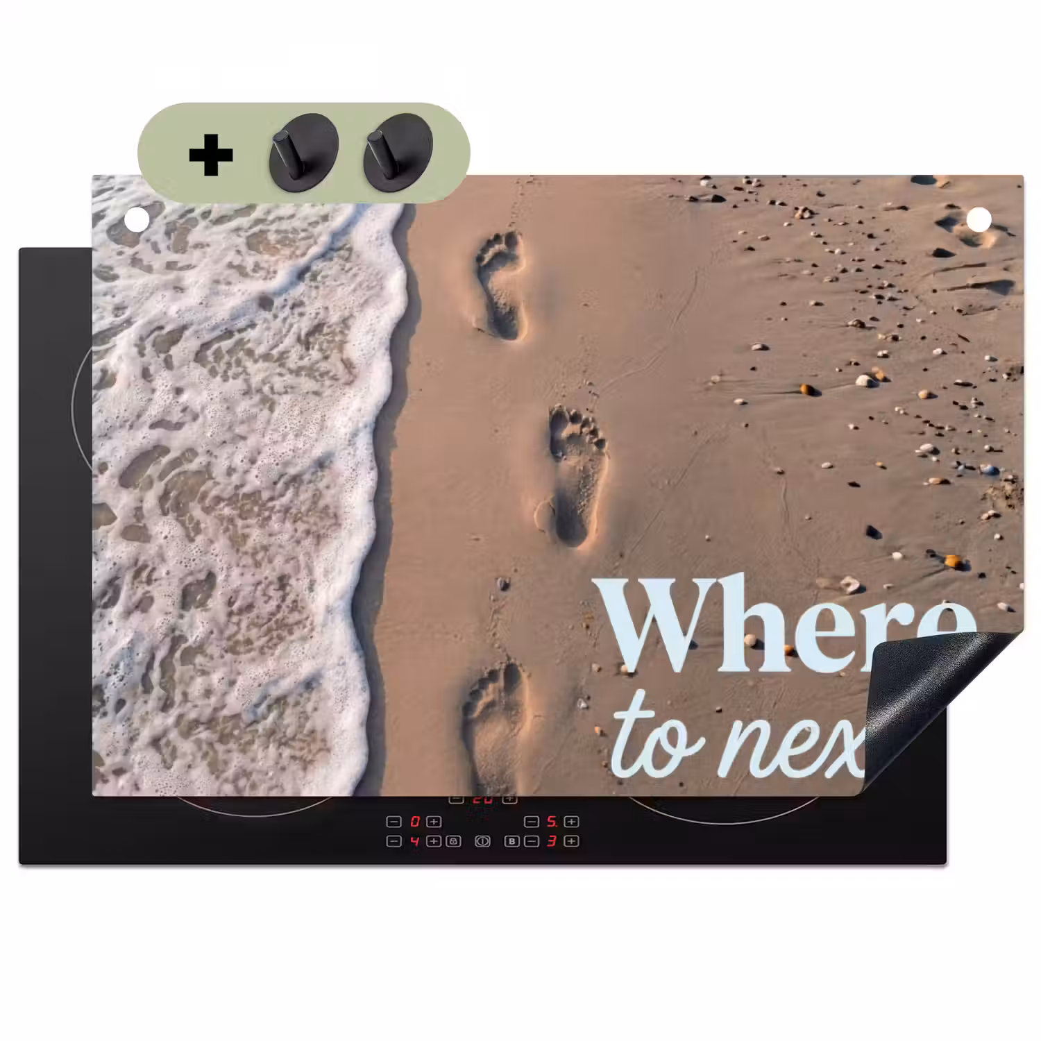 Where to next - Strand - Voetstappen Inductie beschemer met haakjes klein -3d