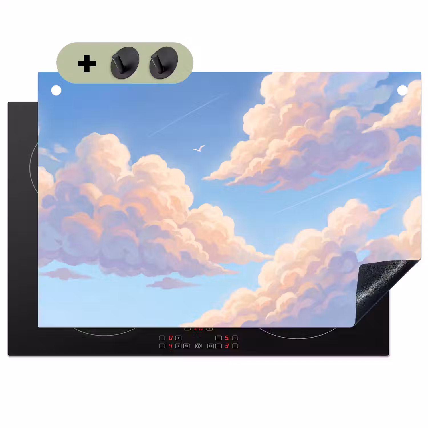 Wolken - Lucht - Natuur - Blauw Inductie beschemer met haakjes klein -3d