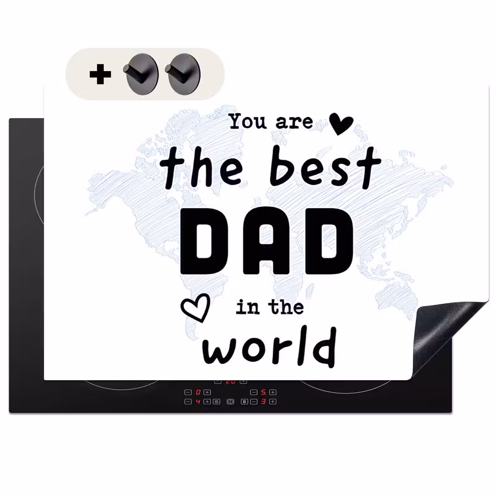 2-in-1 Herdabdeckplatte & Spritzschutz - Zitate - Der beste Papa der Welt - Sprichwörter - Papa - Quotes - The best dad in the world - Spreuken - Papa Inductie beschemer met haakjes klein